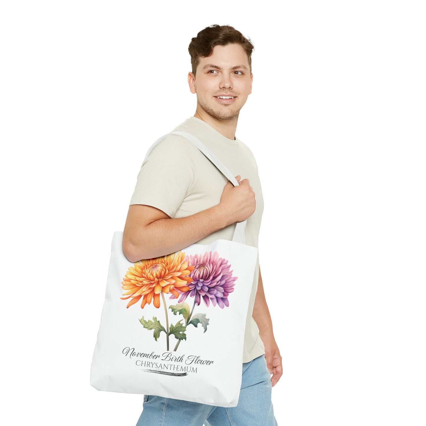 November Birth Flower: Chrysanthemum - Tote Bag (AOP)