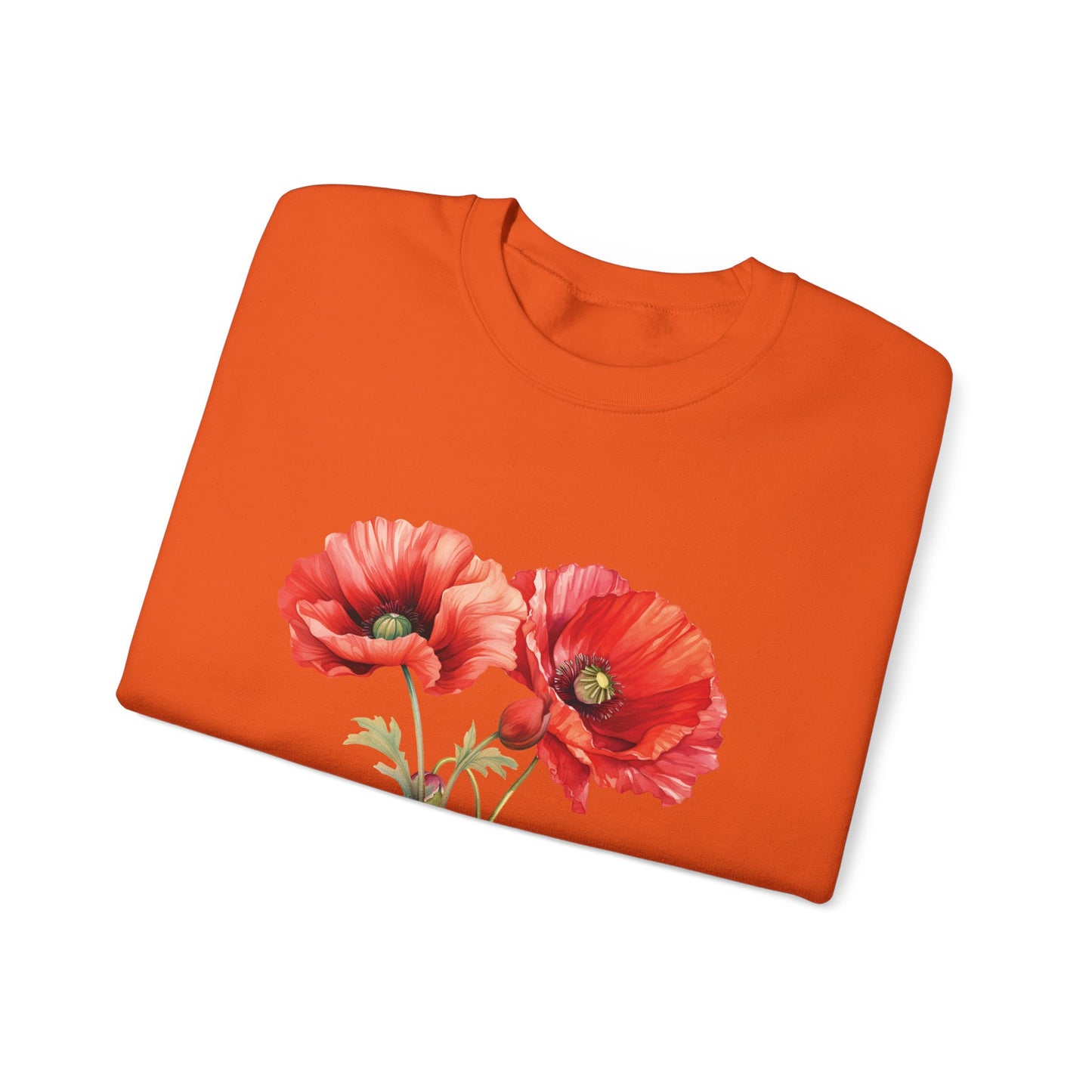 August Birth Flower (Poppy) - Unisex Heavy Blend™ Crewneck Sweatshirt