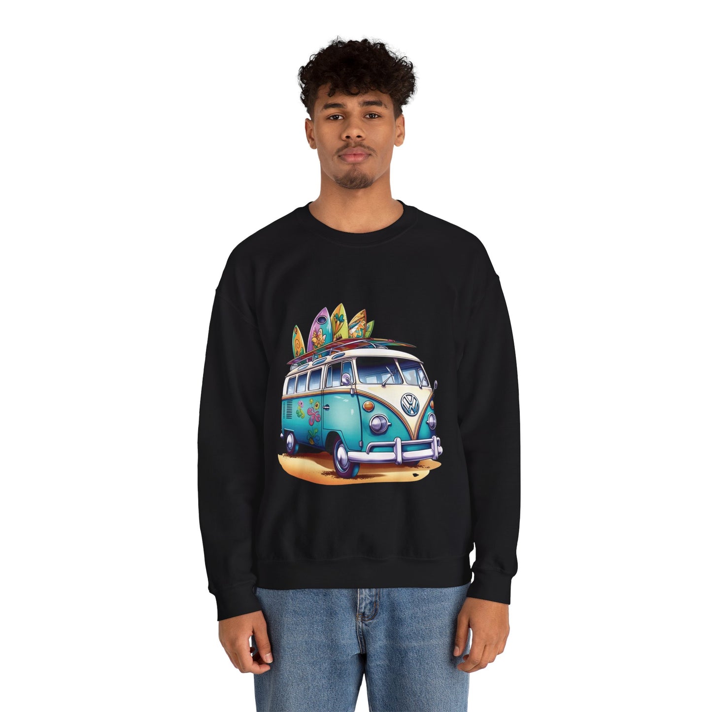 Retro Surf Van - Unisex Heavy Blend™ Crewneck Sweatshirt