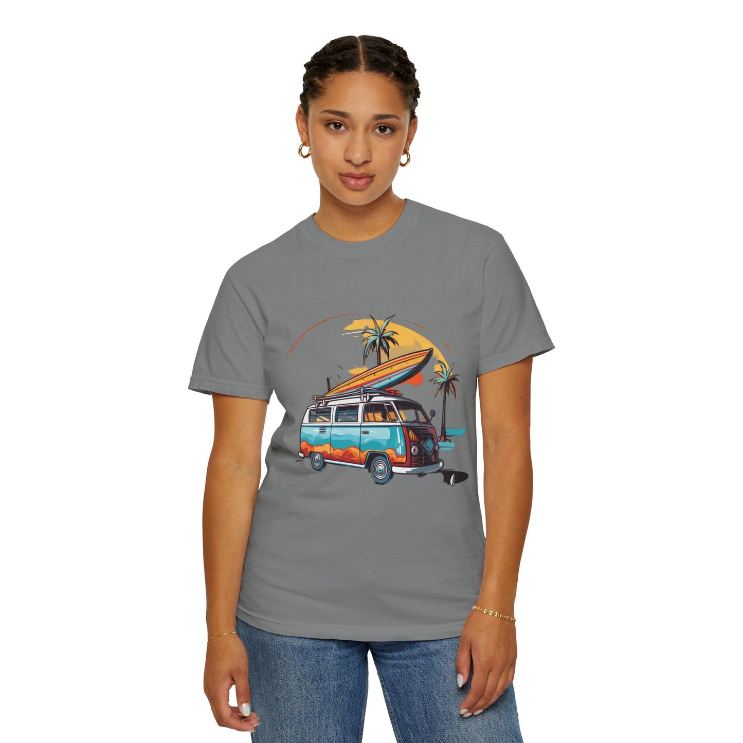 Retro Surf Van: Unisex Garment-Dyed T-shirt