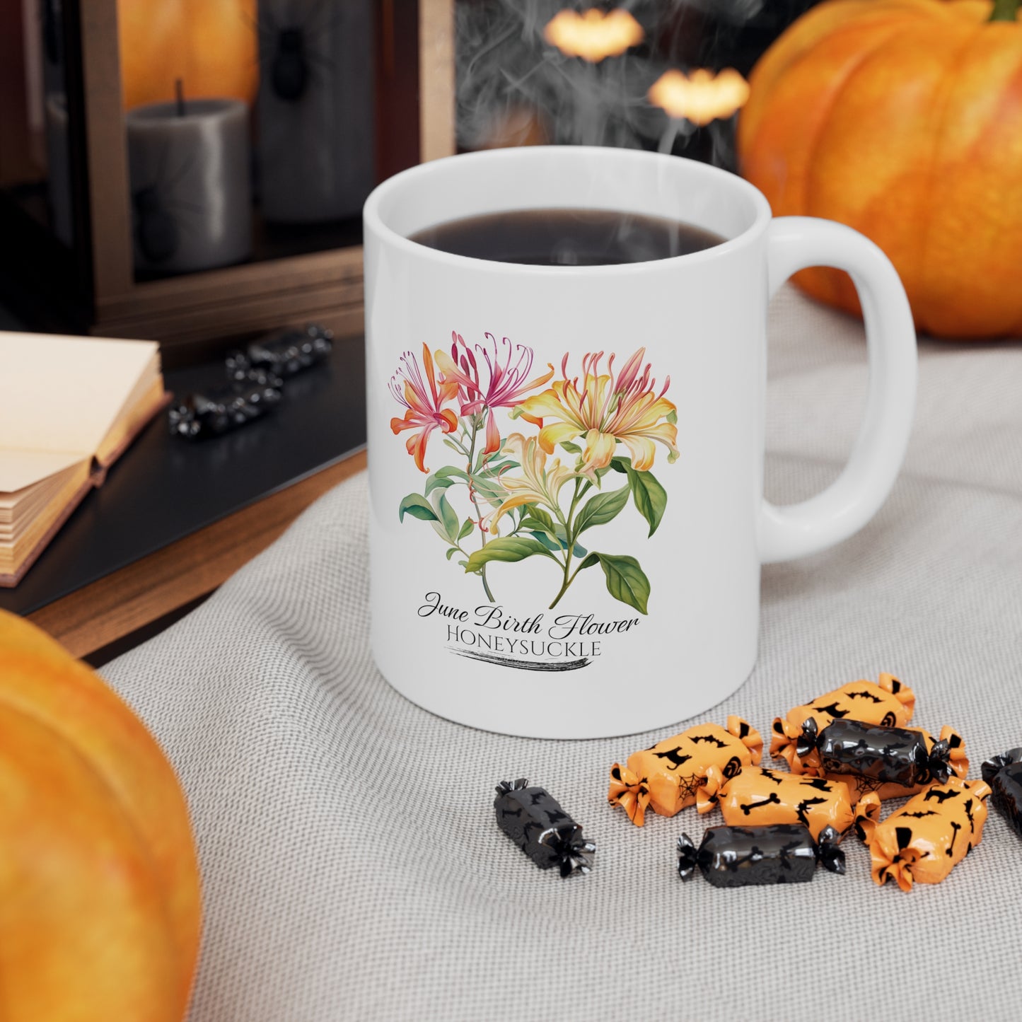 June Birth Flower (Honeysuckle): Ceramic Mug 11oz