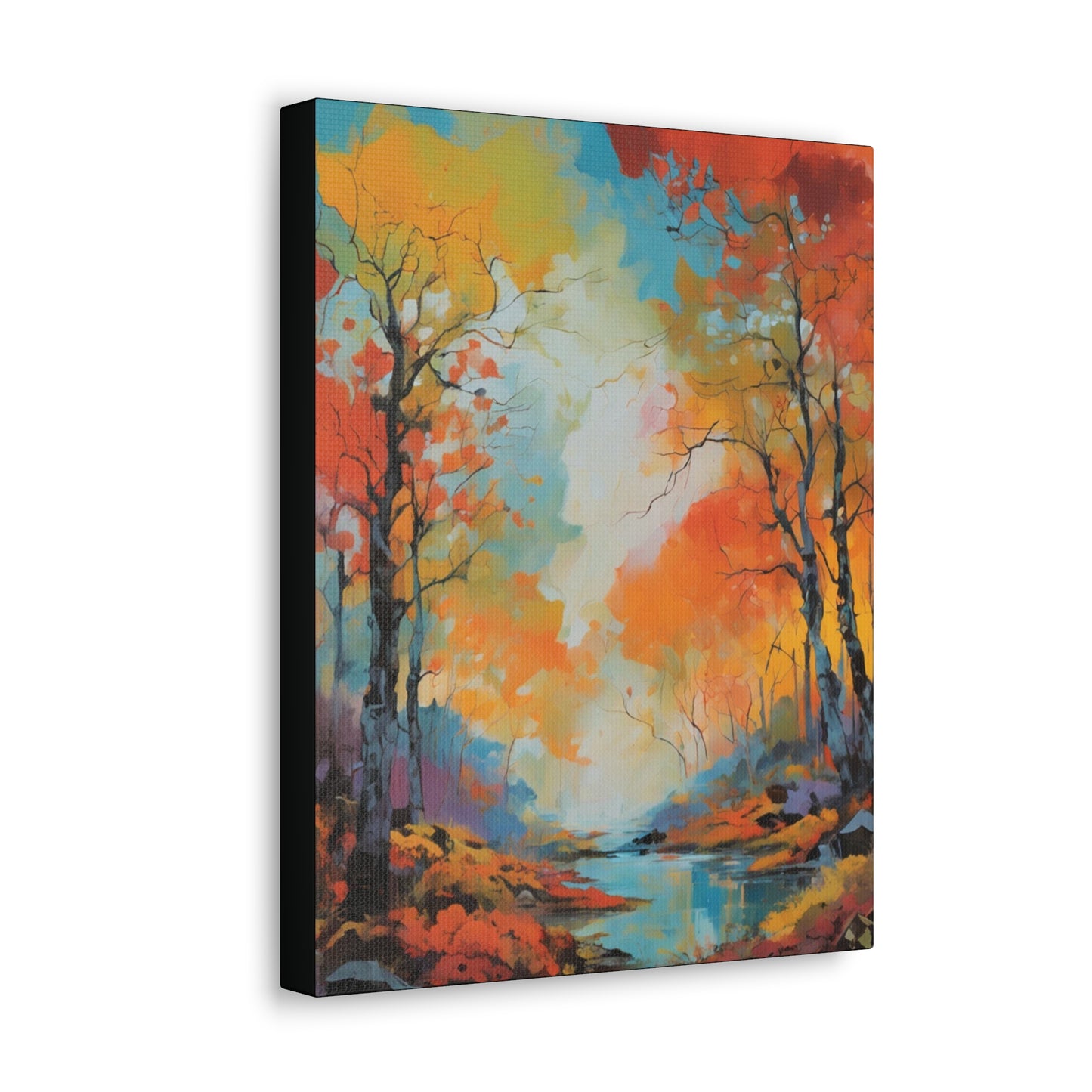 Fall Season Creek: Canvas Gallery Wraps