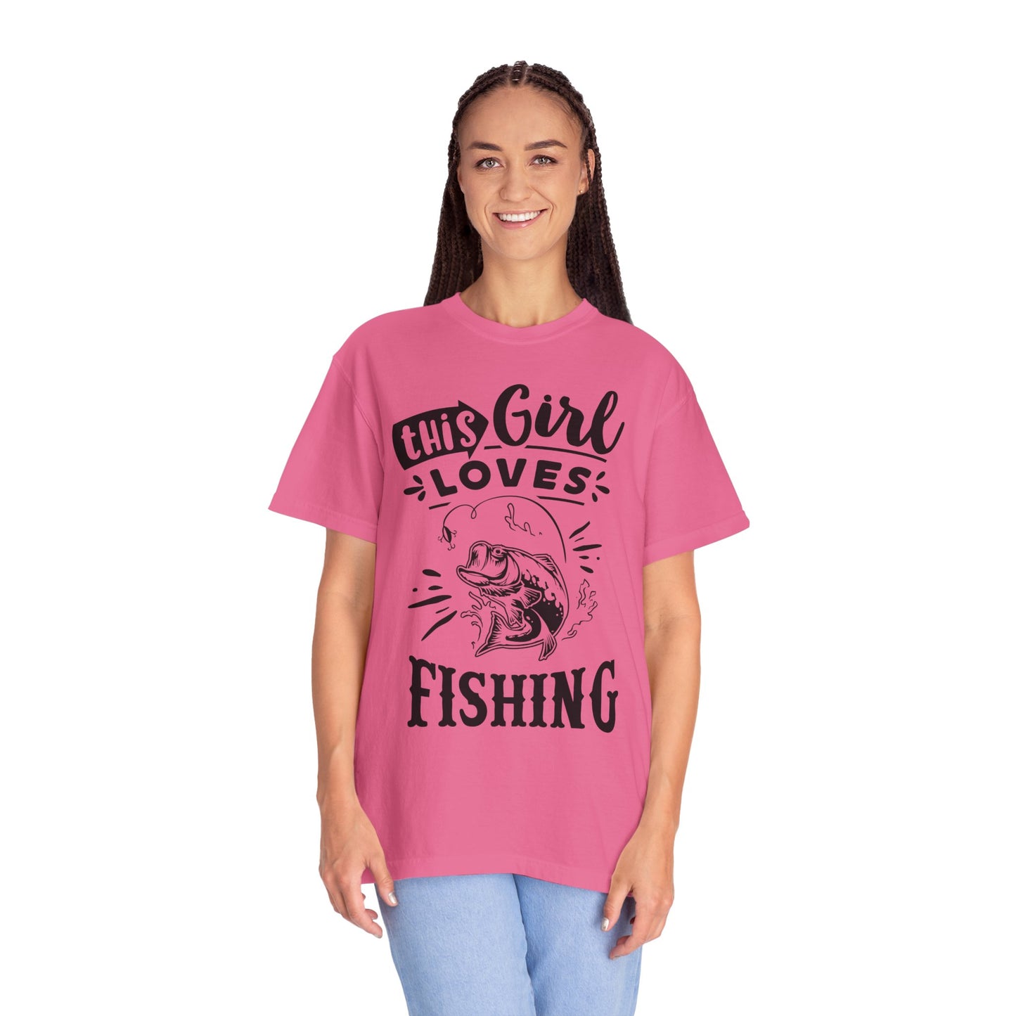 This girl loves fishing: Unisex Garment-Dyed T-shirt