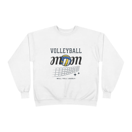 Volleyball Mom Eco-Friendly Crewneck Sweatshirt, Mother's Day Gift, Sports Apparel, Gamer Sweatshirt, Family Celebration Wear