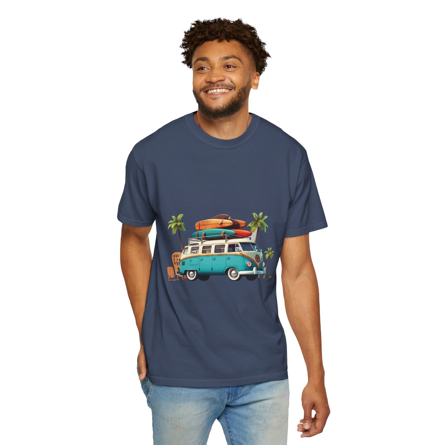 Retro Surf Van: Unisex Garment-Dyed T-shirt