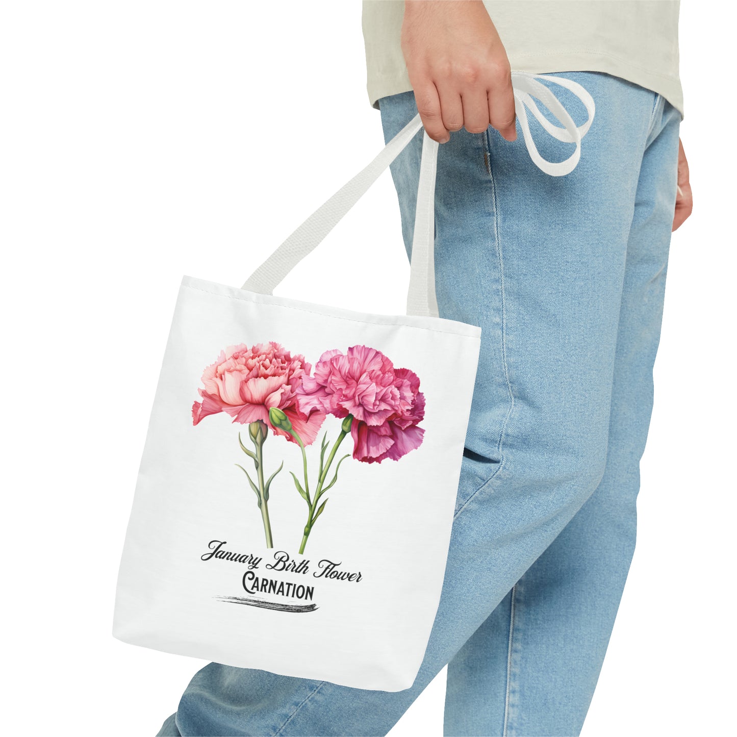 January Birth Flower: Carnation - Tote Bag (AOP)