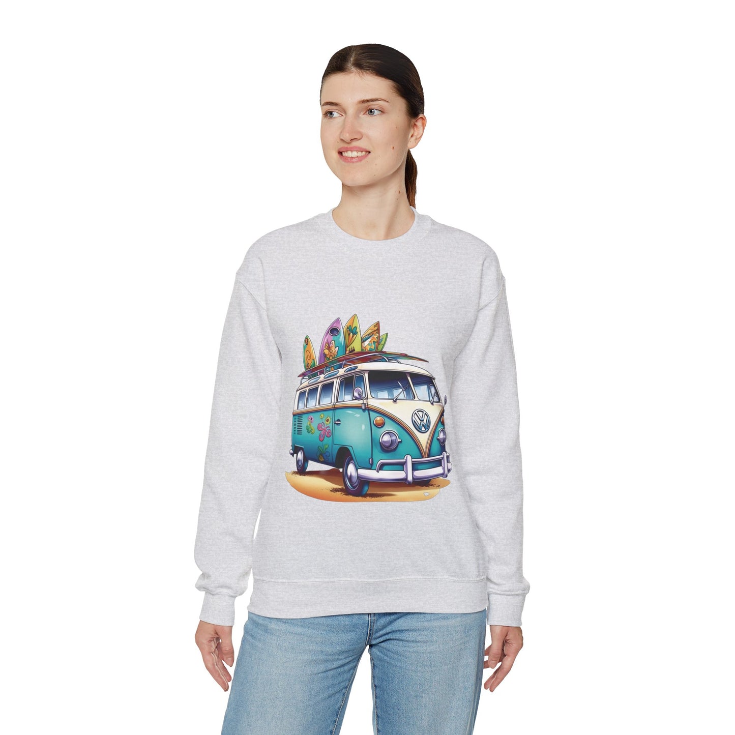 Retro Surf Van - Unisex Heavy Blend™ Crewneck Sweatshirt