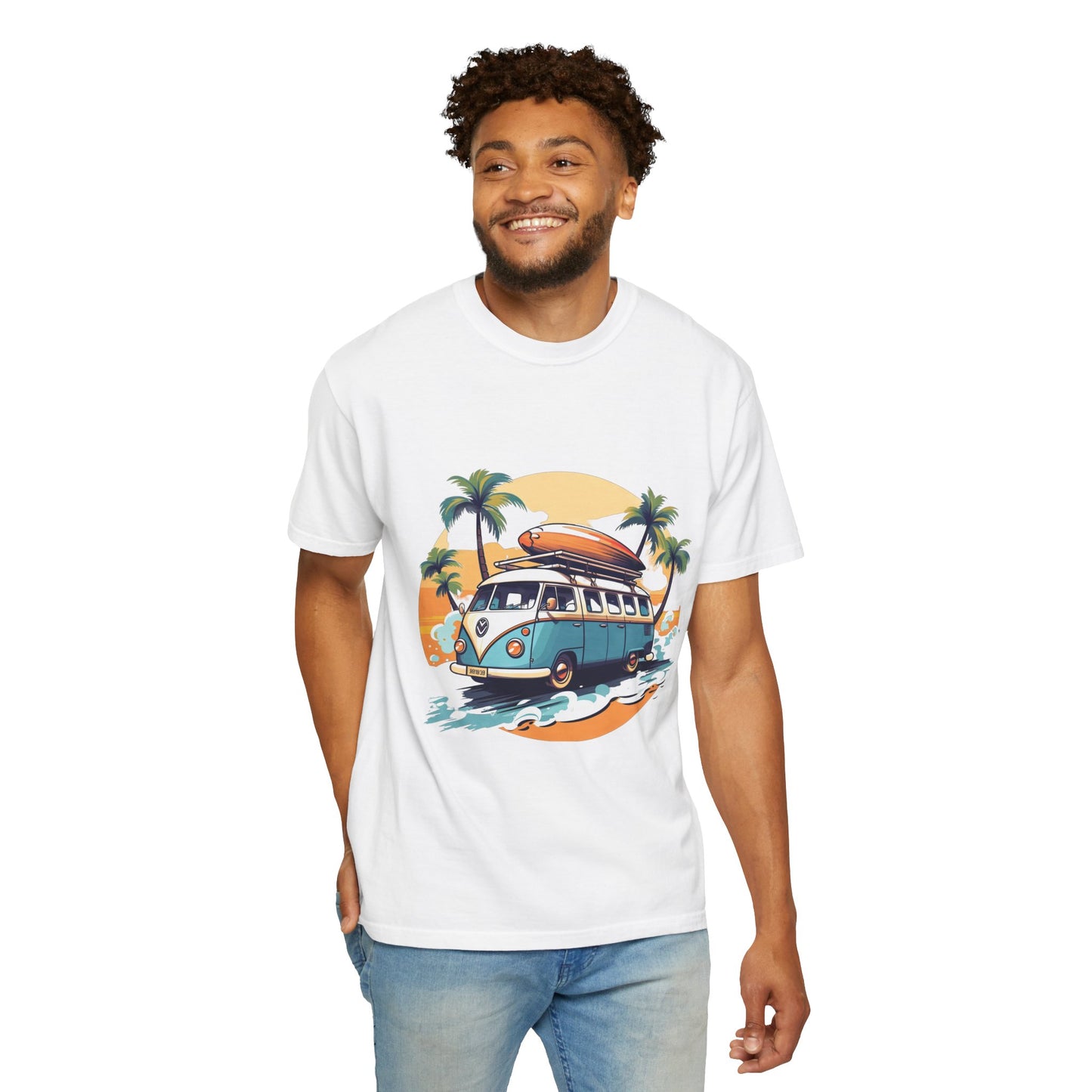 Retro Surf Van: Unisex Garment-Dyed T-shirt