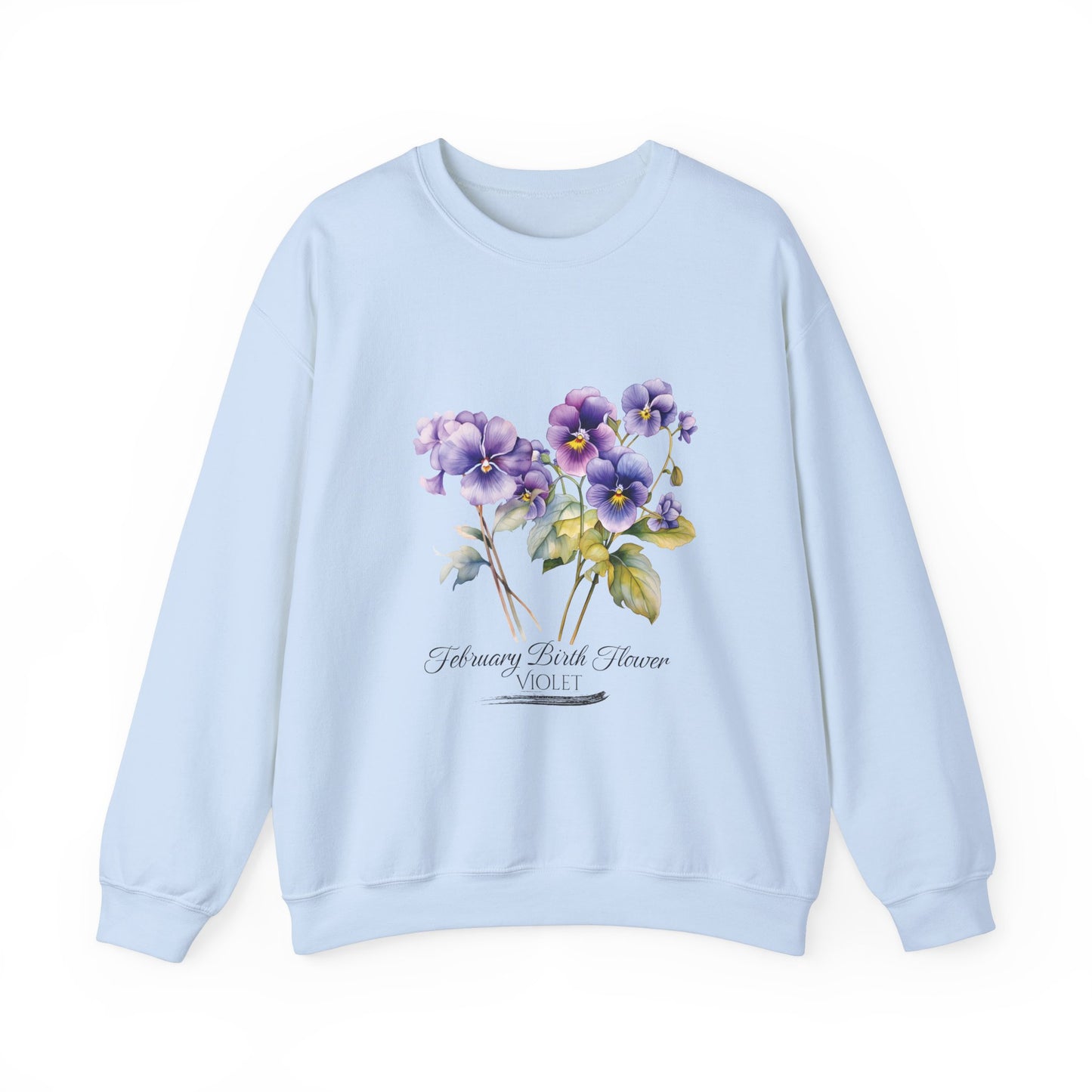 February Birth Flowers (Violet) - Unisex Heavy Blend™ Crewneck Sweatshirt