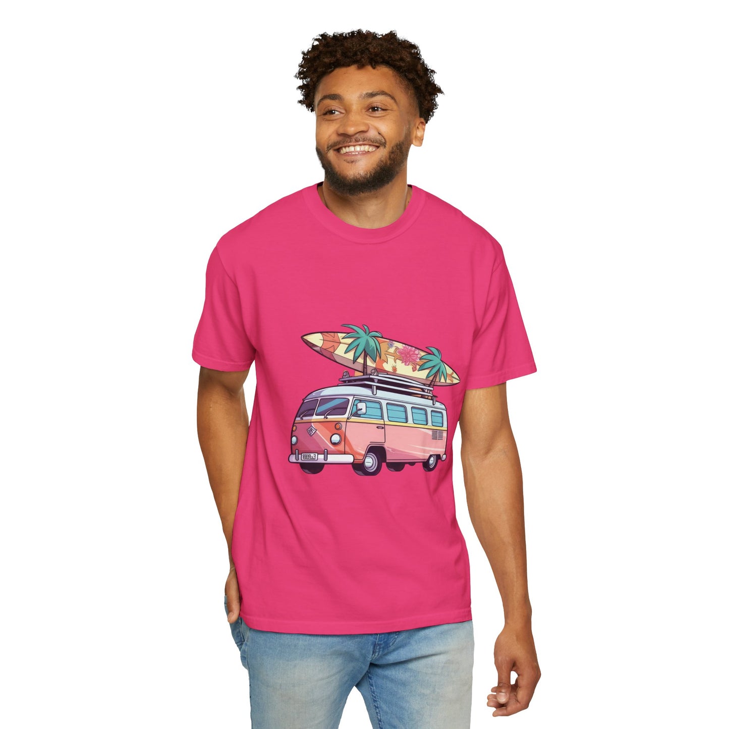 Retro Surf Van: Unisex Garment-Dyed T-shirt