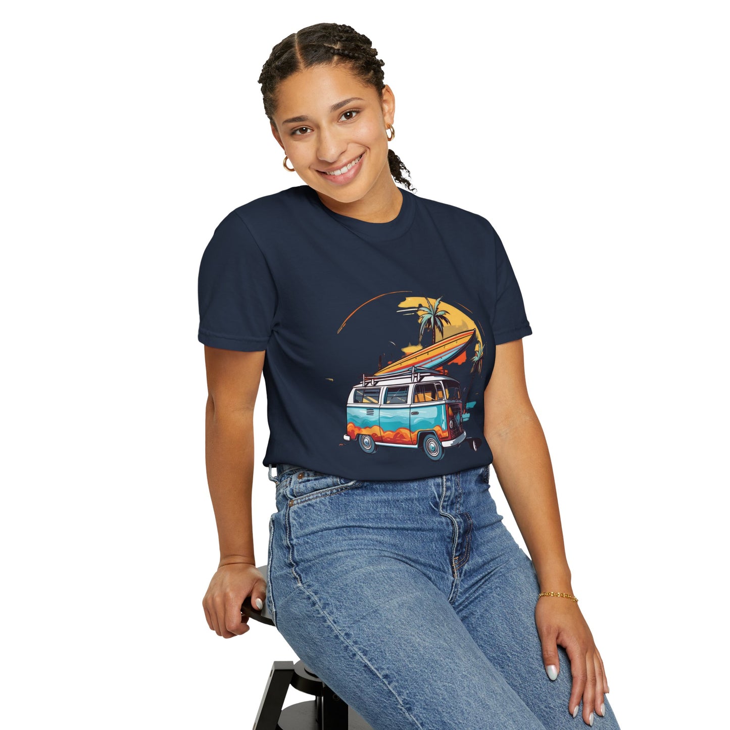 Retro Surf Van: Unisex Garment-Dyed T-shirt