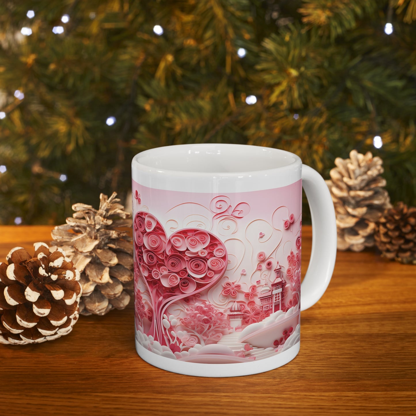 Valentine's two fantasy hearts: Ceramic Mug 11oz