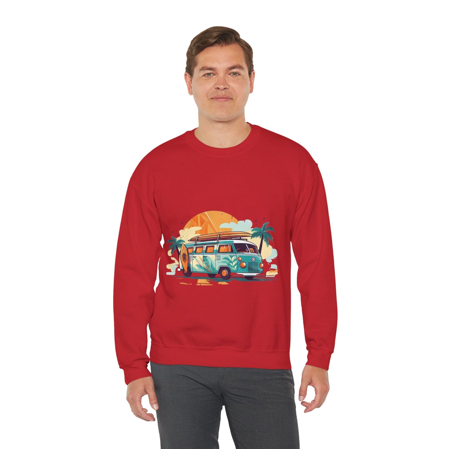 Retro Surf Van - Unisex Heavy Blend™ Crewneck Sweatshirt