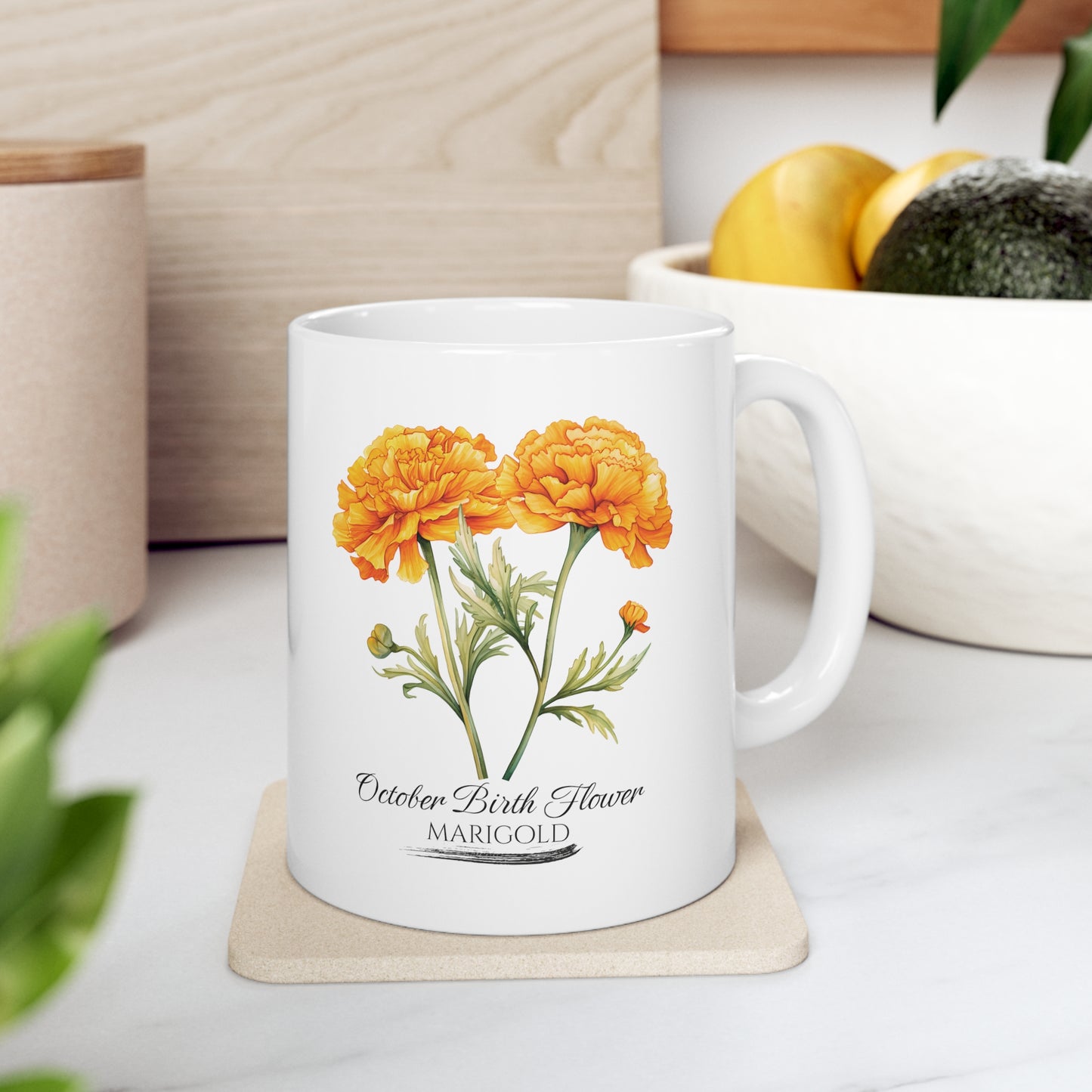 October Birth Flower (Marigold): Ceramic Mug 11oz