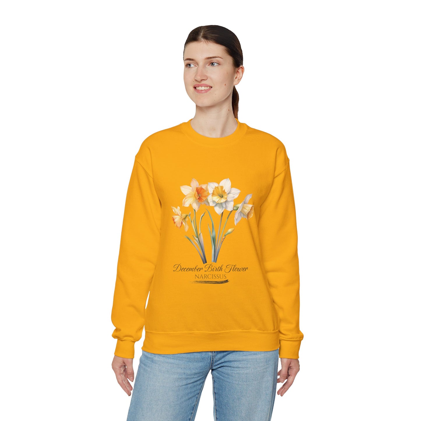 December Birth Flower (Narcisus) - Unisex Heavy Blend™ Crewneck Sweatshirt