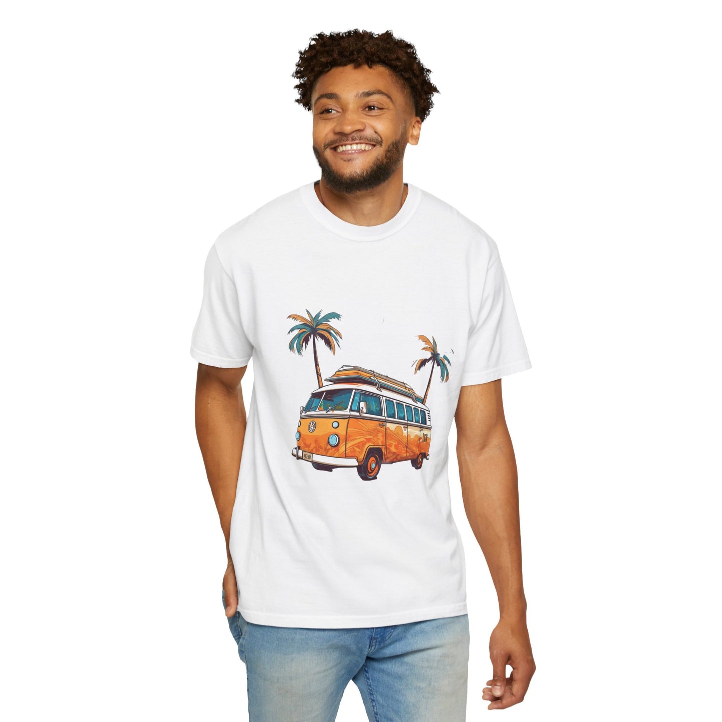 Retro Surf Van: Unisex Garment-Dyed T-shirt