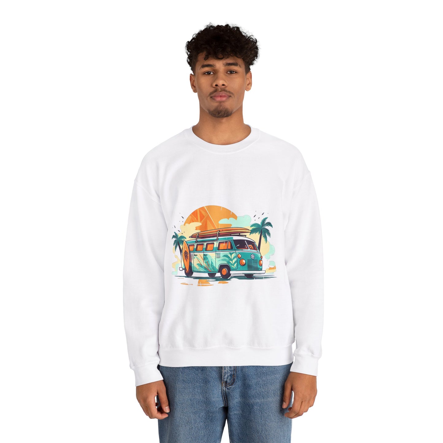 Retro Surf Van - Unisex Heavy Blend™ Crewneck Sweatshirt