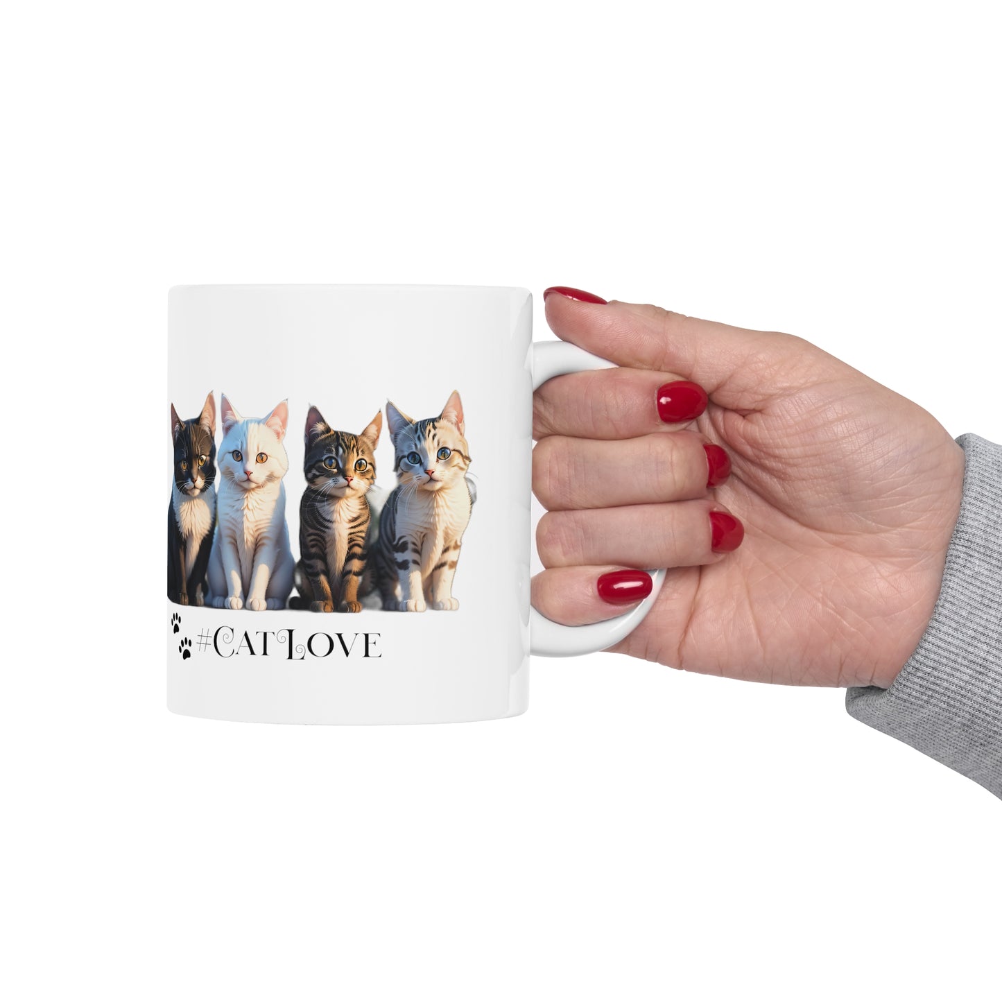 Ceramic Mug 11oz: #CatLove