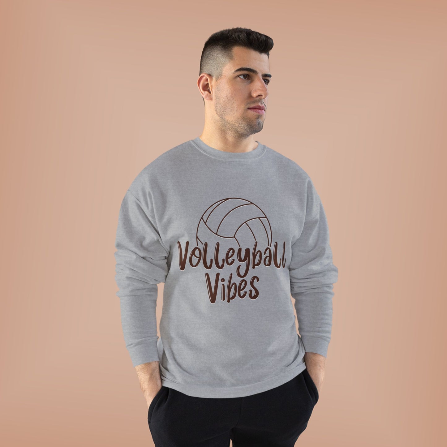 Unisex Volleyball Vibes Crewneck Sweatshirt, Trendy Sports Apparel, Cozy Gift for Athletes, Volleyball Lover's Gear, Eco-Friendly Fashion