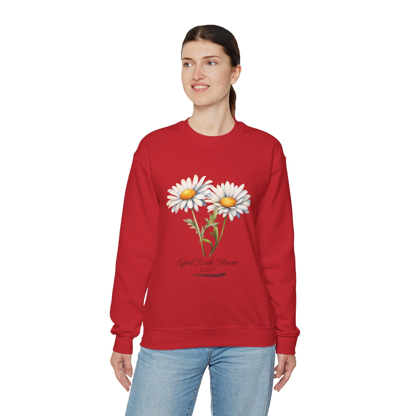 April Birth Flower (Daisy) - Unisex Heavy Blend™ Crewneck Sweatshirt