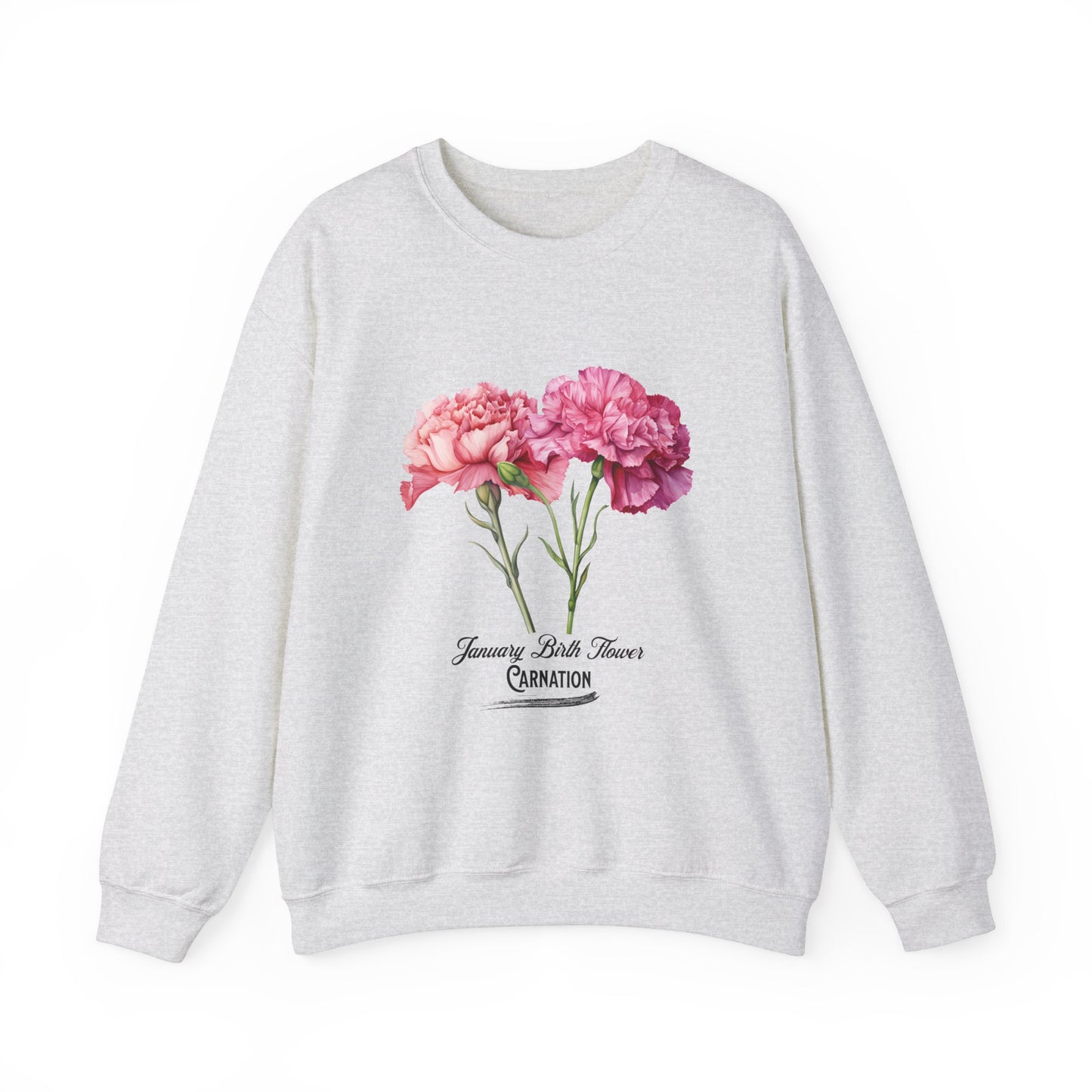 January Birth Flower (Carnation) - Unisex Heavy Blend™ Crewneck Sweatshirt