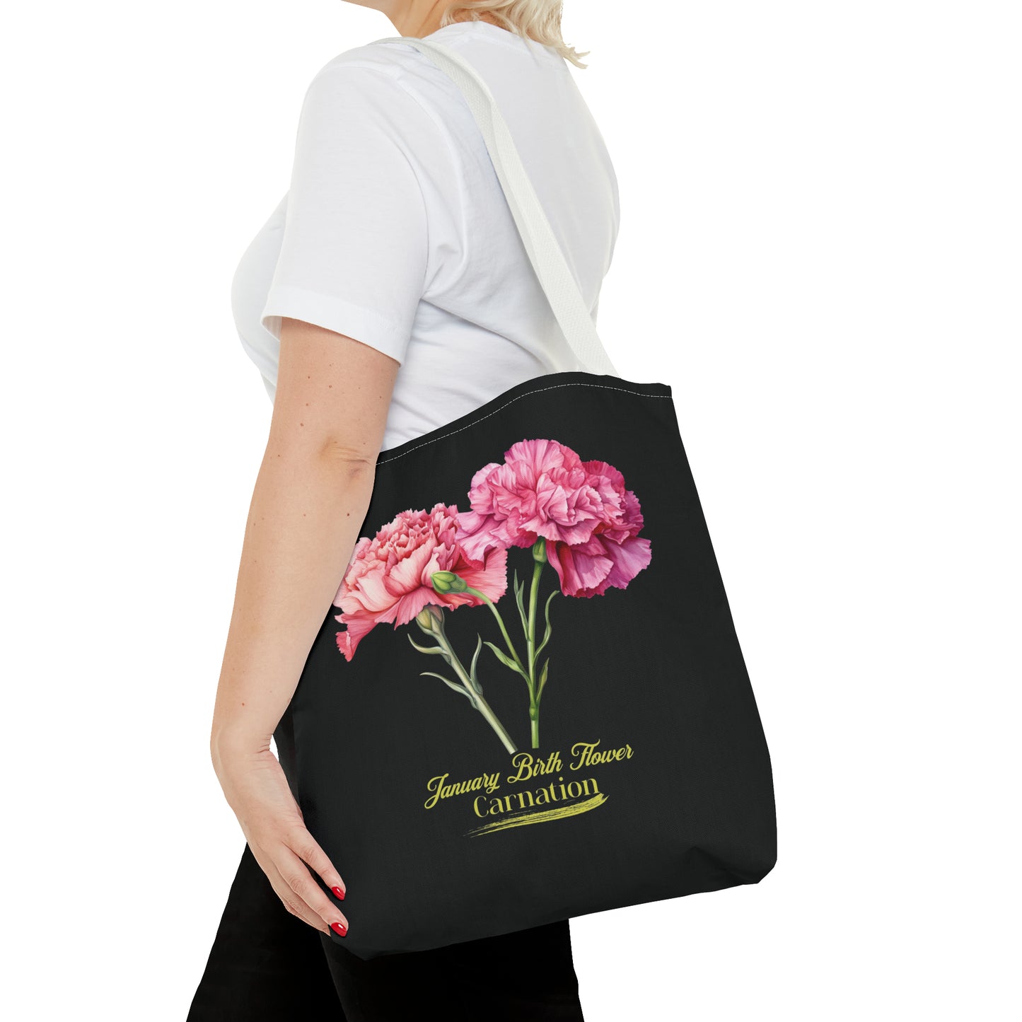 January Birth Flower: Carnation - Tote Bag (AOP)