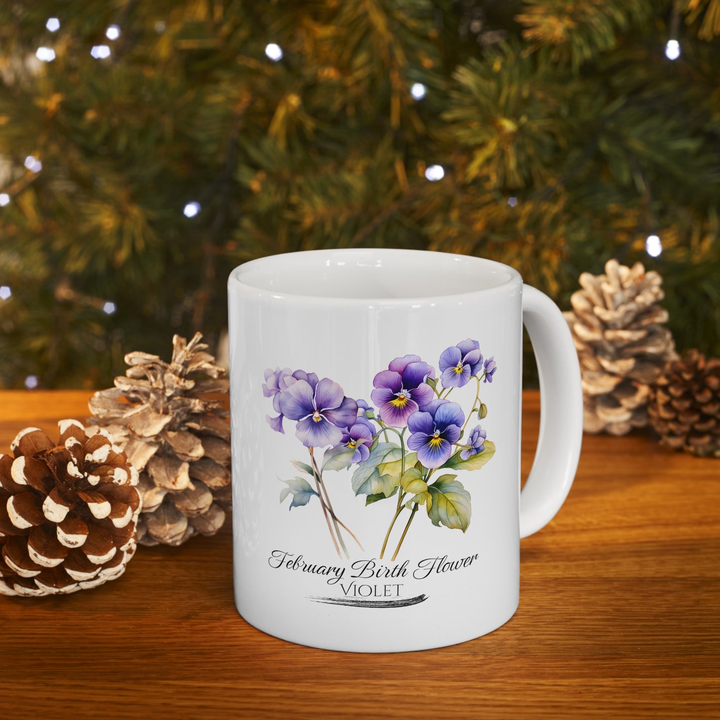 February Birth Flower (Violet): Ceramic Mug 11oz