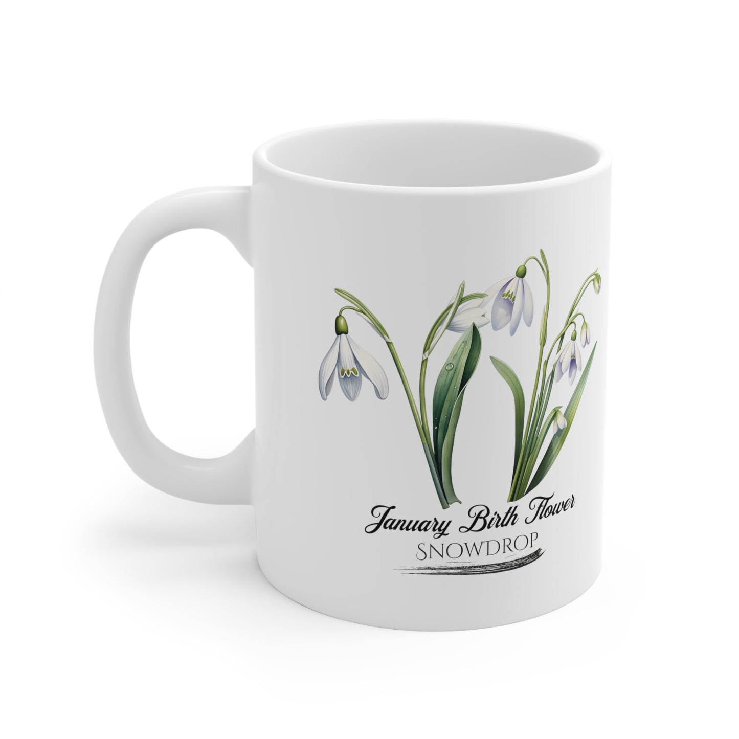 January Birth Flower (Snowdrop): Ceramic Mug 11oz