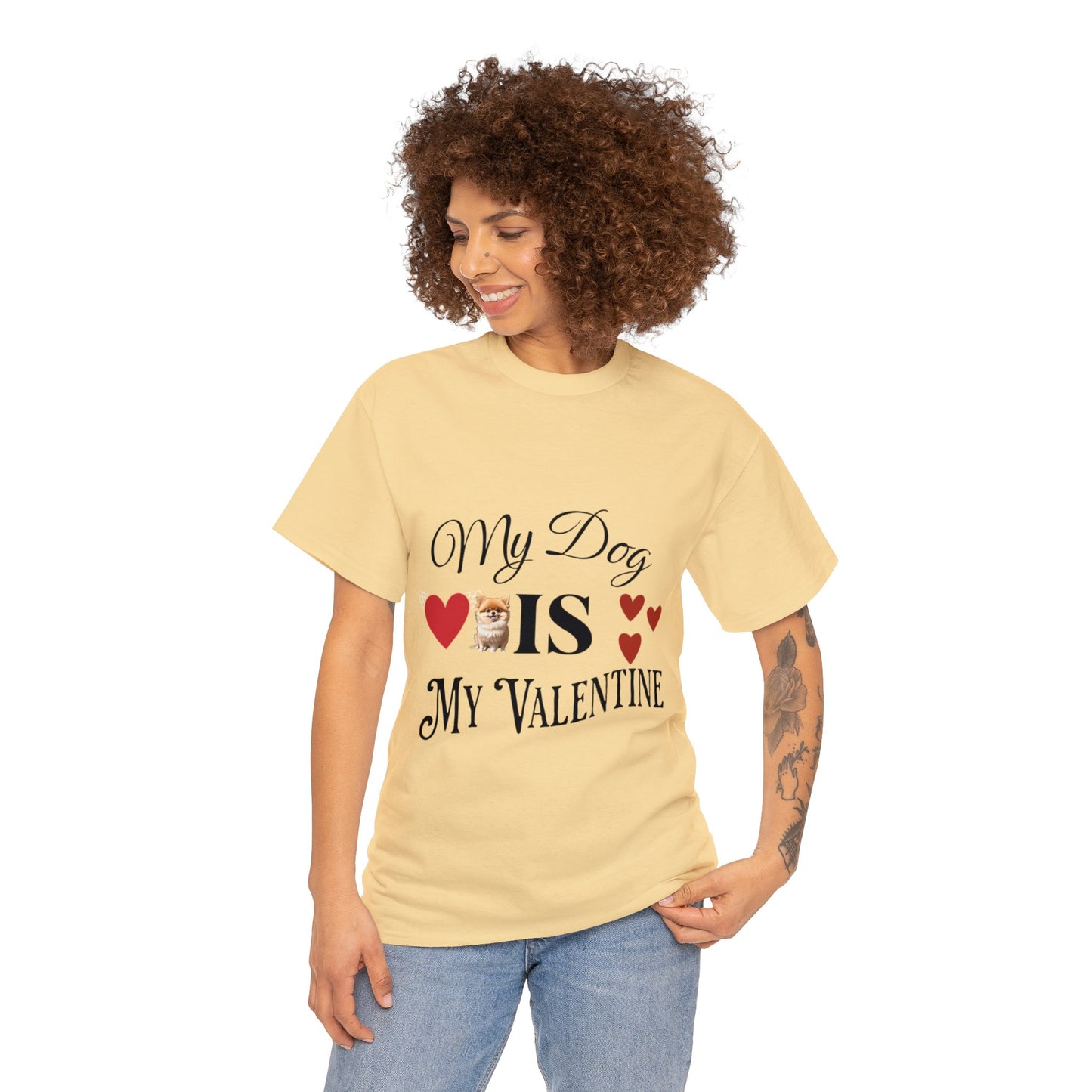 My dog is my valentine - Unisex Heavy Cotton Tee