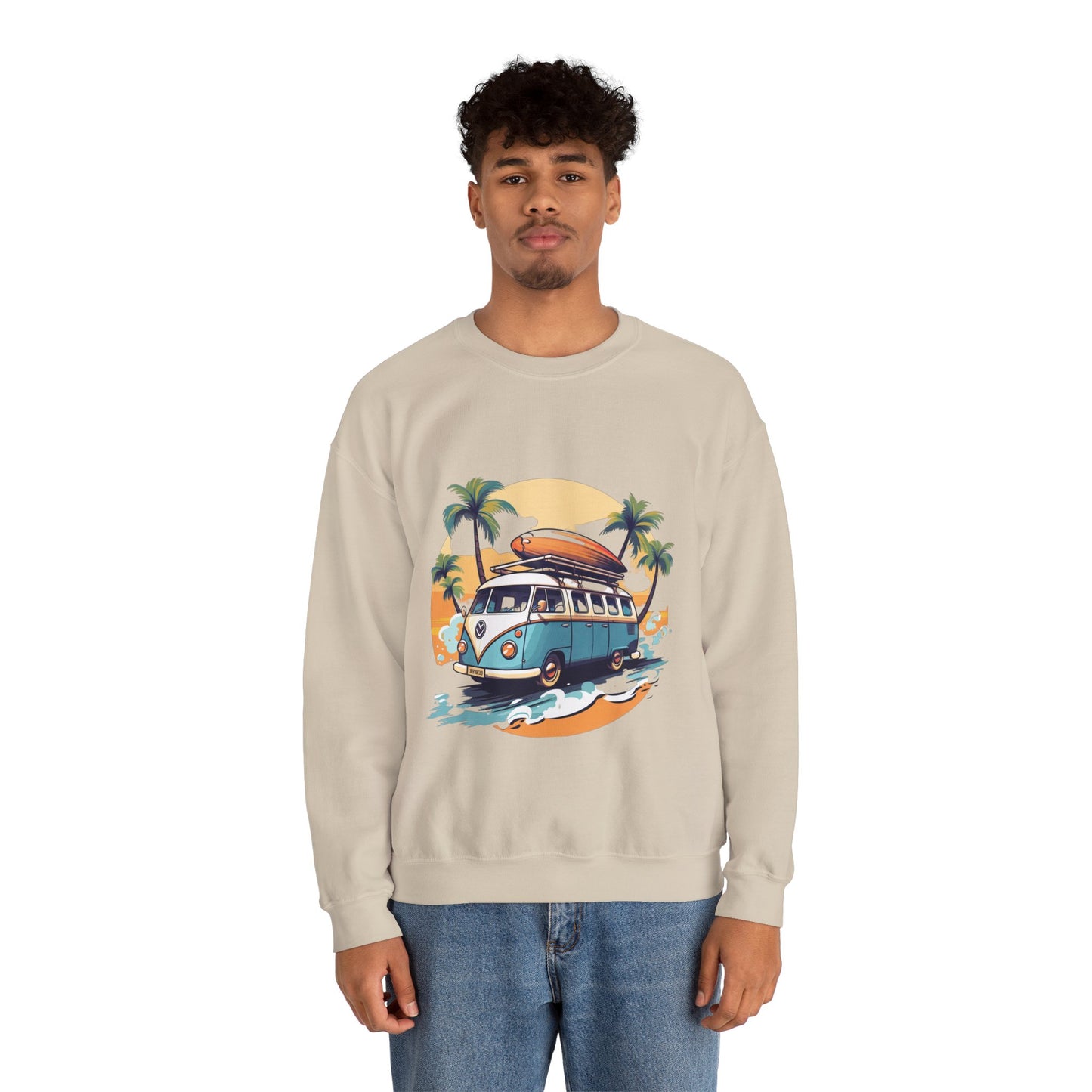 Retro Surf Van - Unisex Heavy Blend™ Crewneck Sweatshirt