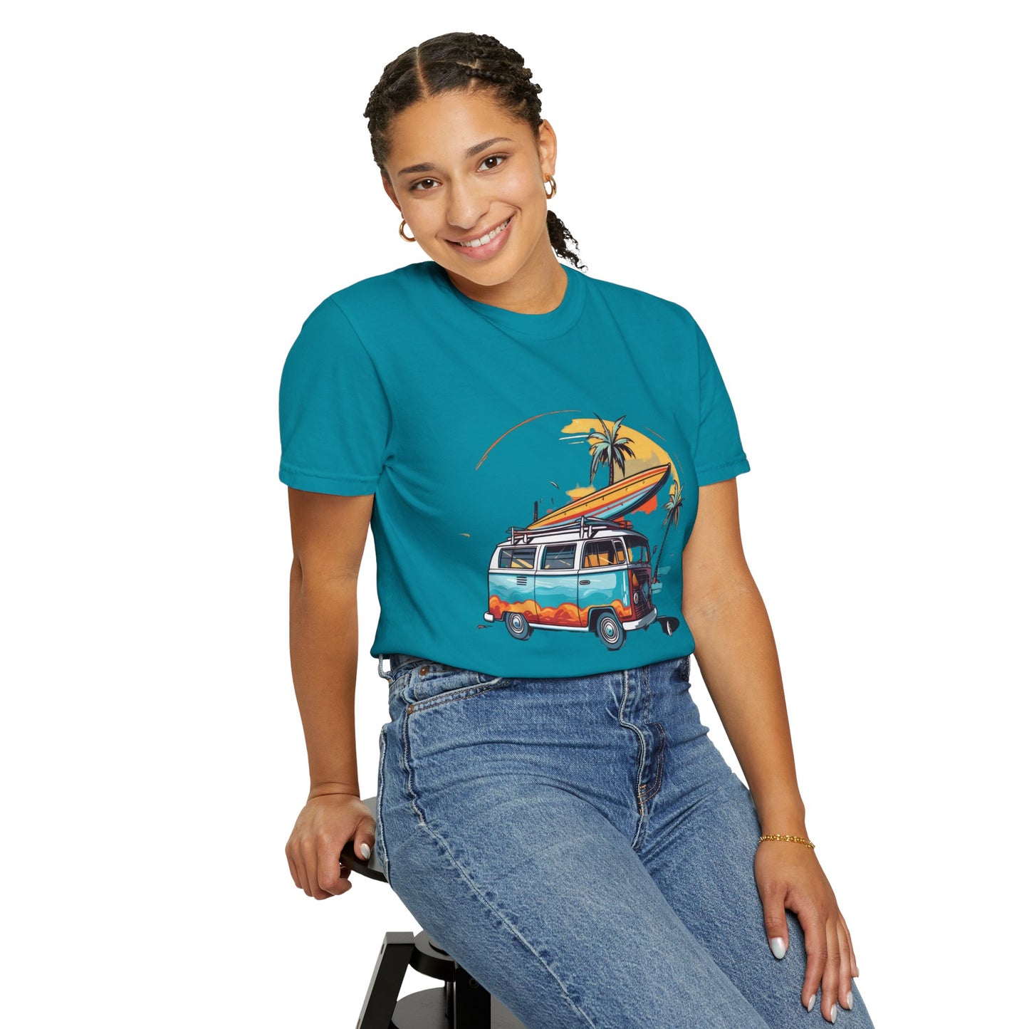 Retro Surf Van: Unisex Garment-Dyed T-shirt