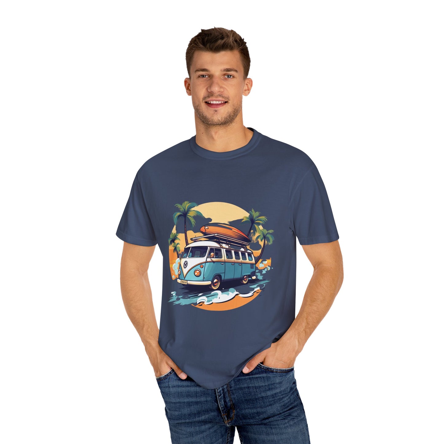 Retro Surf Van: Unisex Garment-Dyed T-shirt