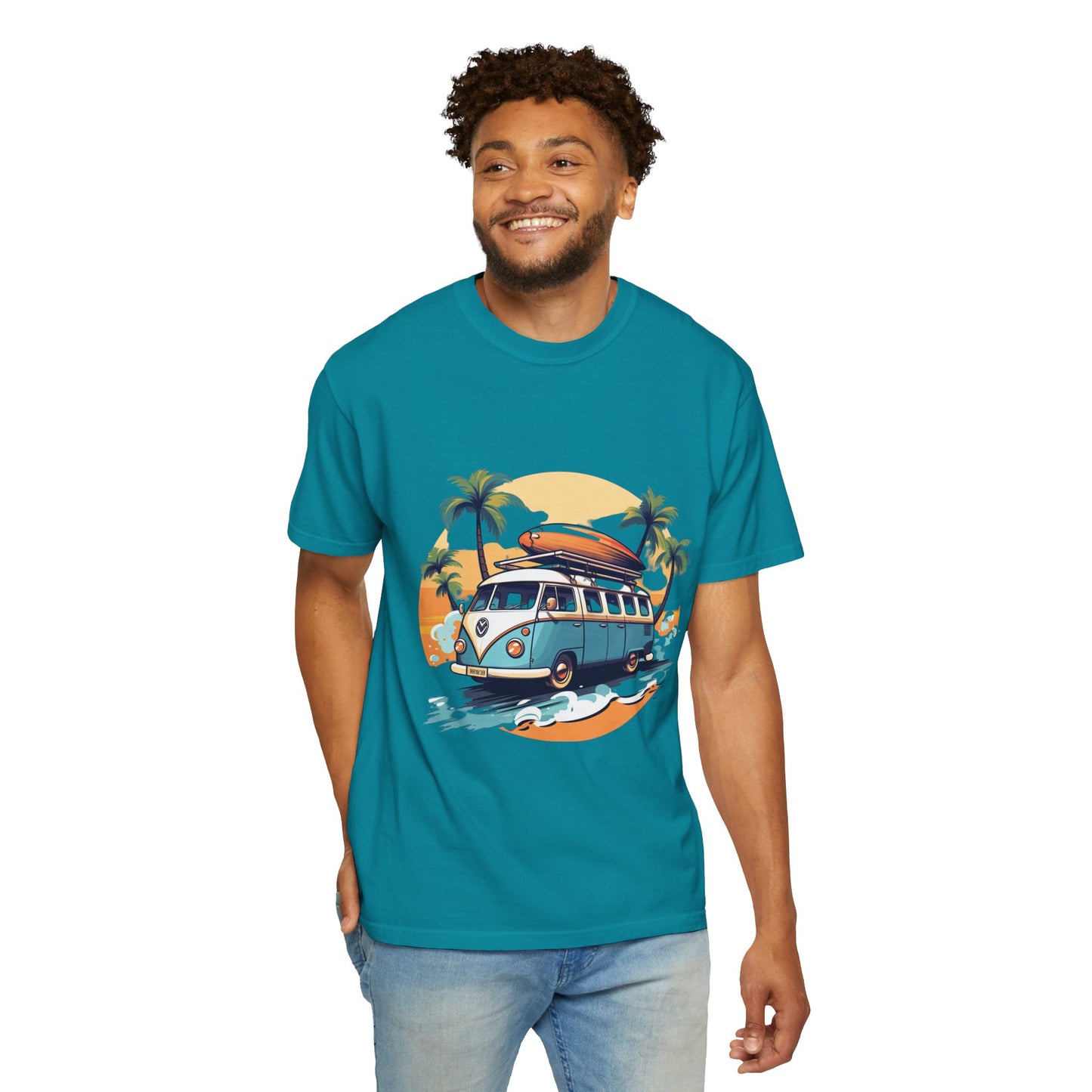 Retro Surf Van: Unisex Garment-Dyed T-shirt