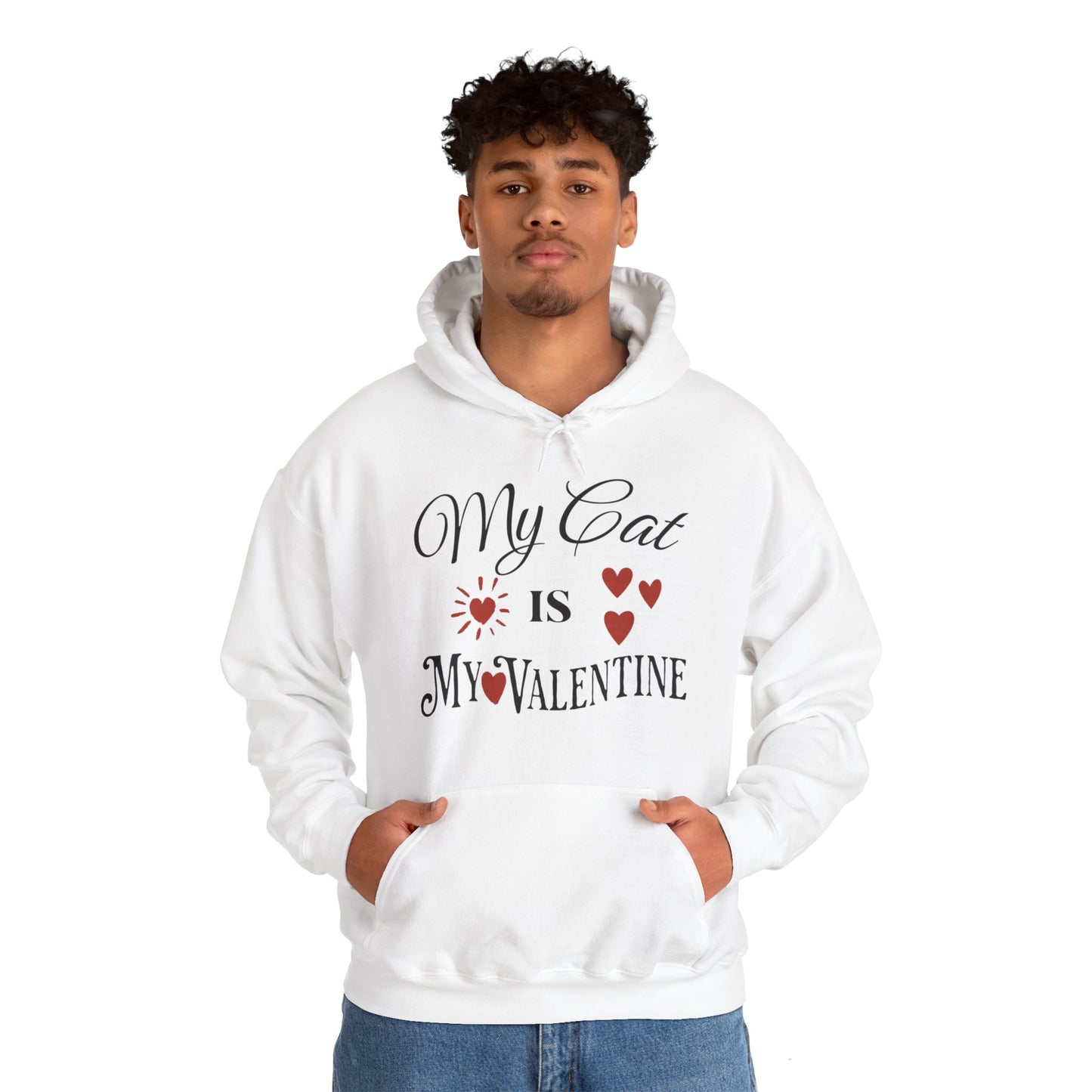 My Cat Is My Valentine - Unisex Heavy Blend™ Hooded Sweatshirt