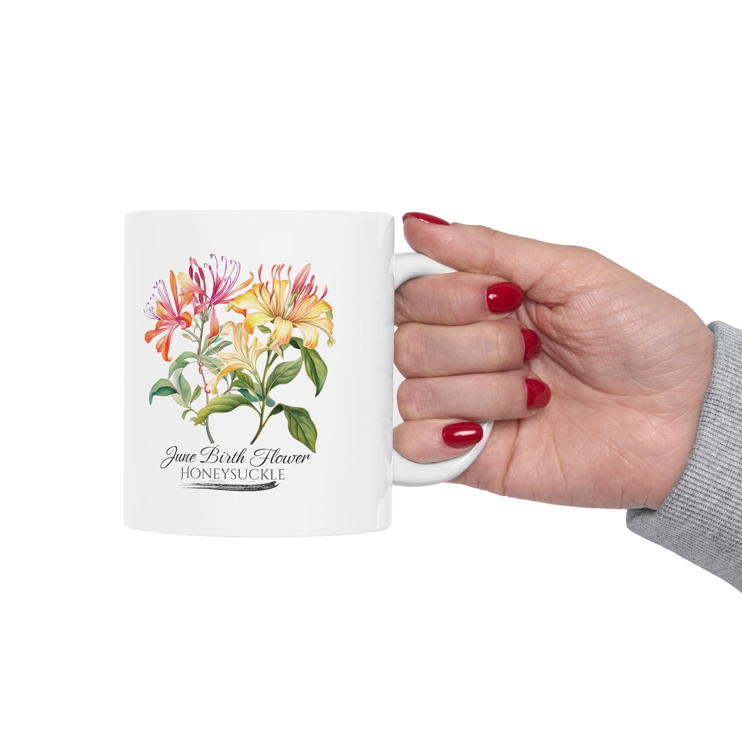 June Birth Flower (Honeysuckle): Ceramic Mug 11oz