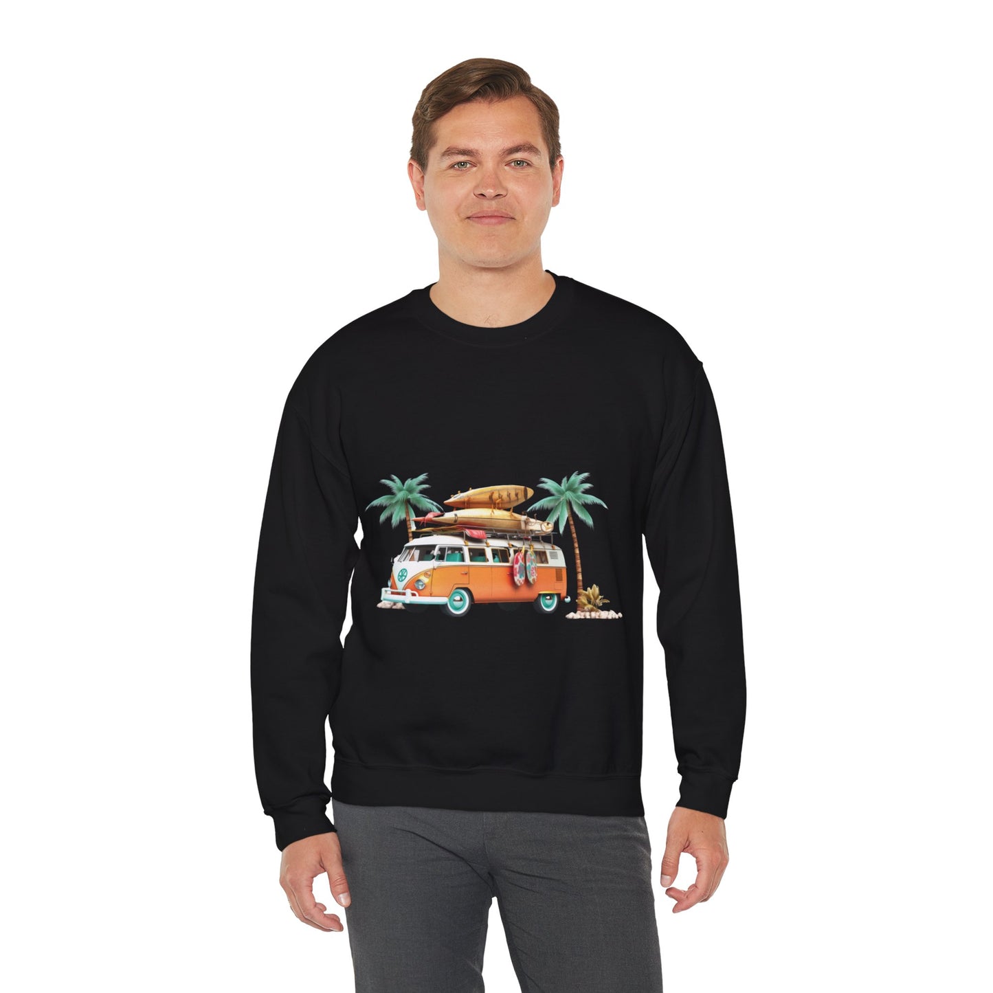 Retro Surf Van - Unisex Heavy Blend™ Crewneck Sweatshirt