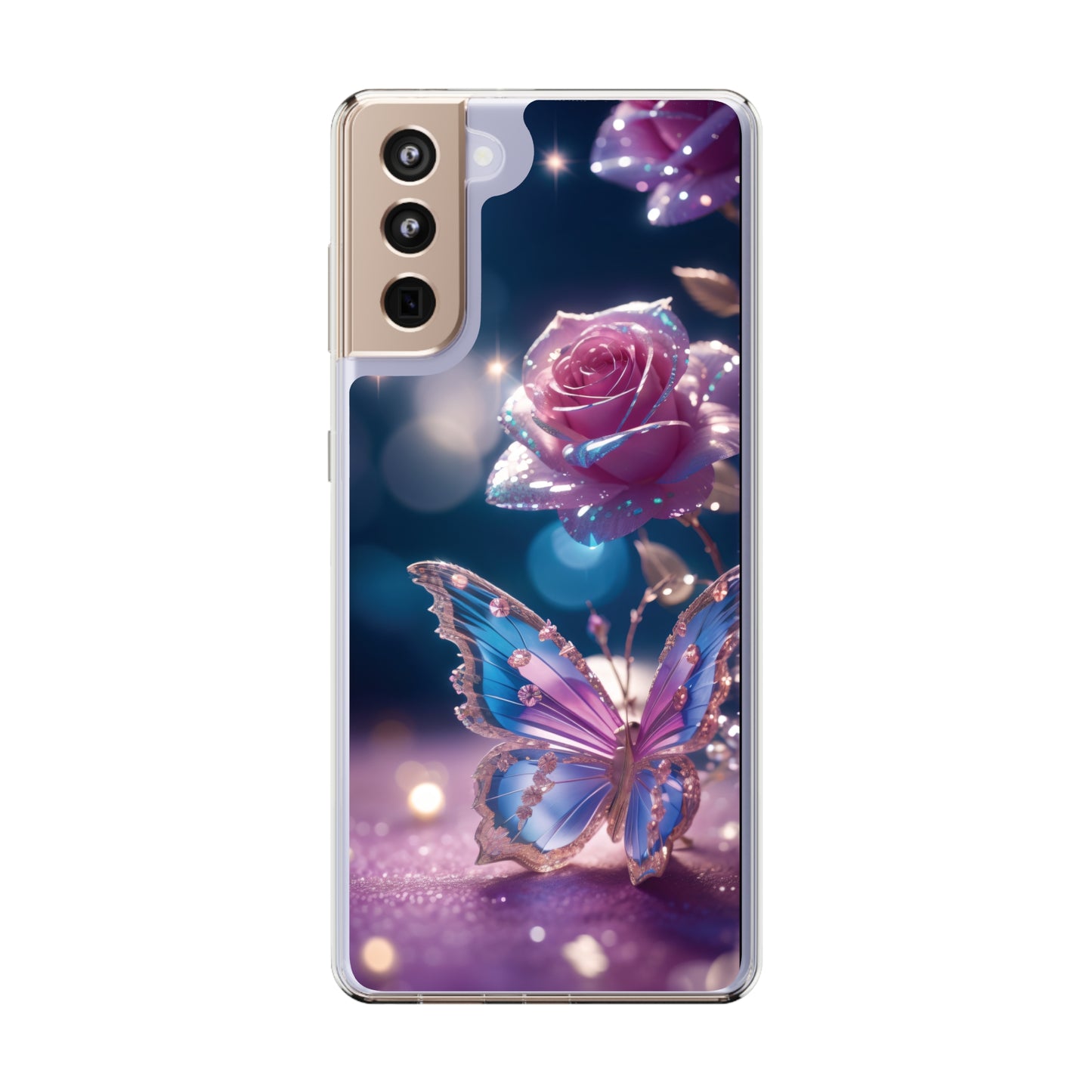 Clear Phone Cases: Fantasy Butterfly and Roses