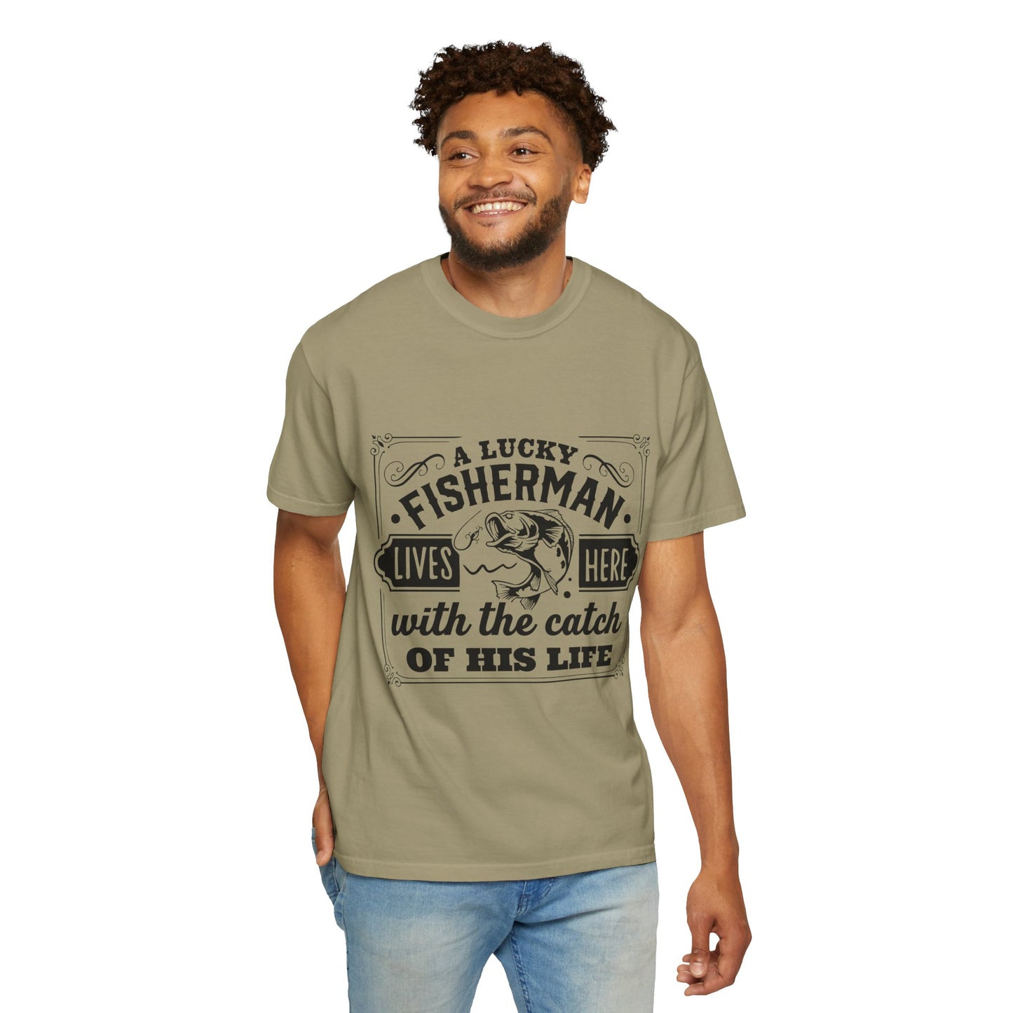 Fisherman lives here: Unisex Garment-Dyed T-shirt