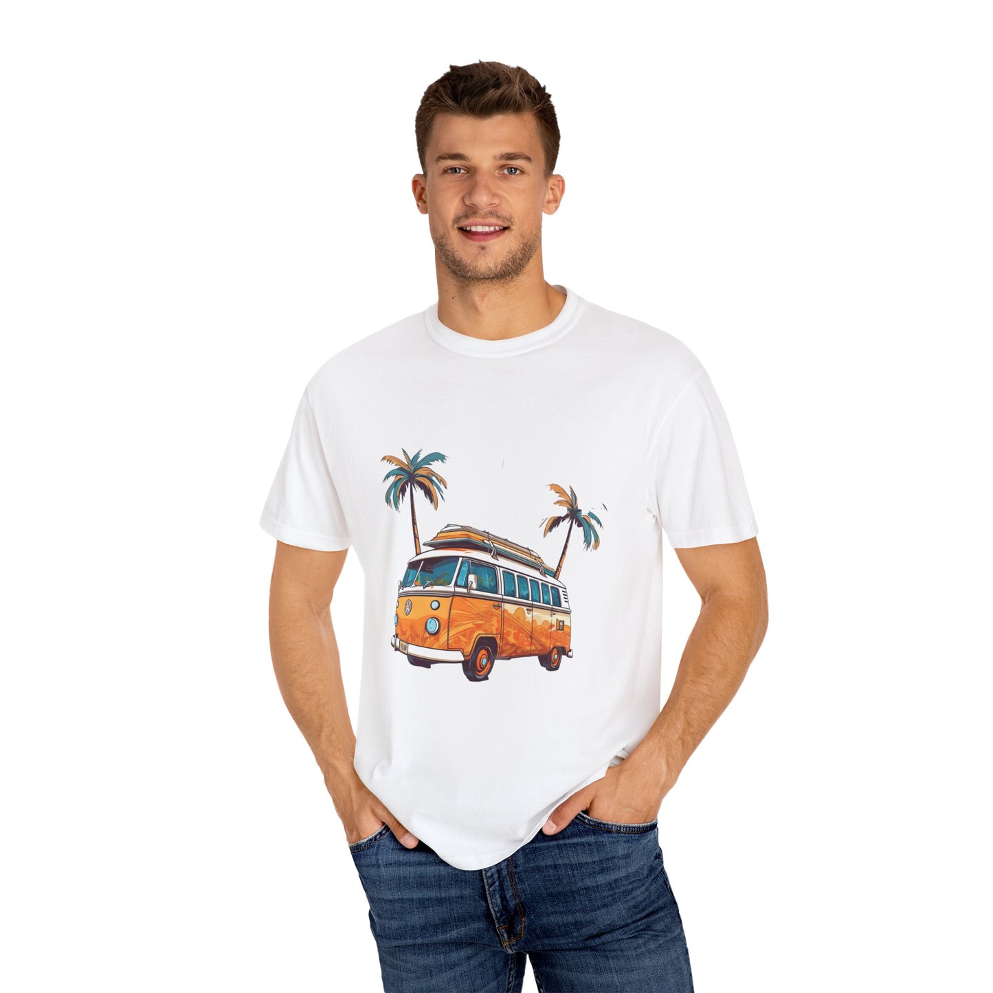 Retro Surf Van: Unisex Garment-Dyed T-shirt