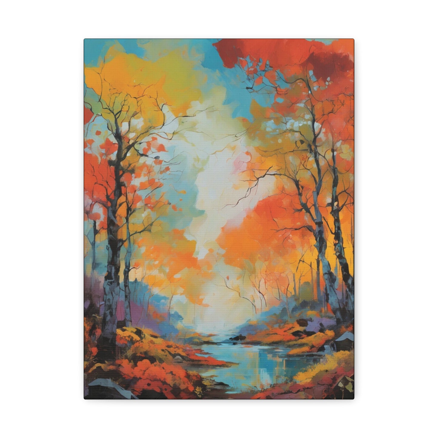 Fall Season Creek: Canvas Gallery Wraps