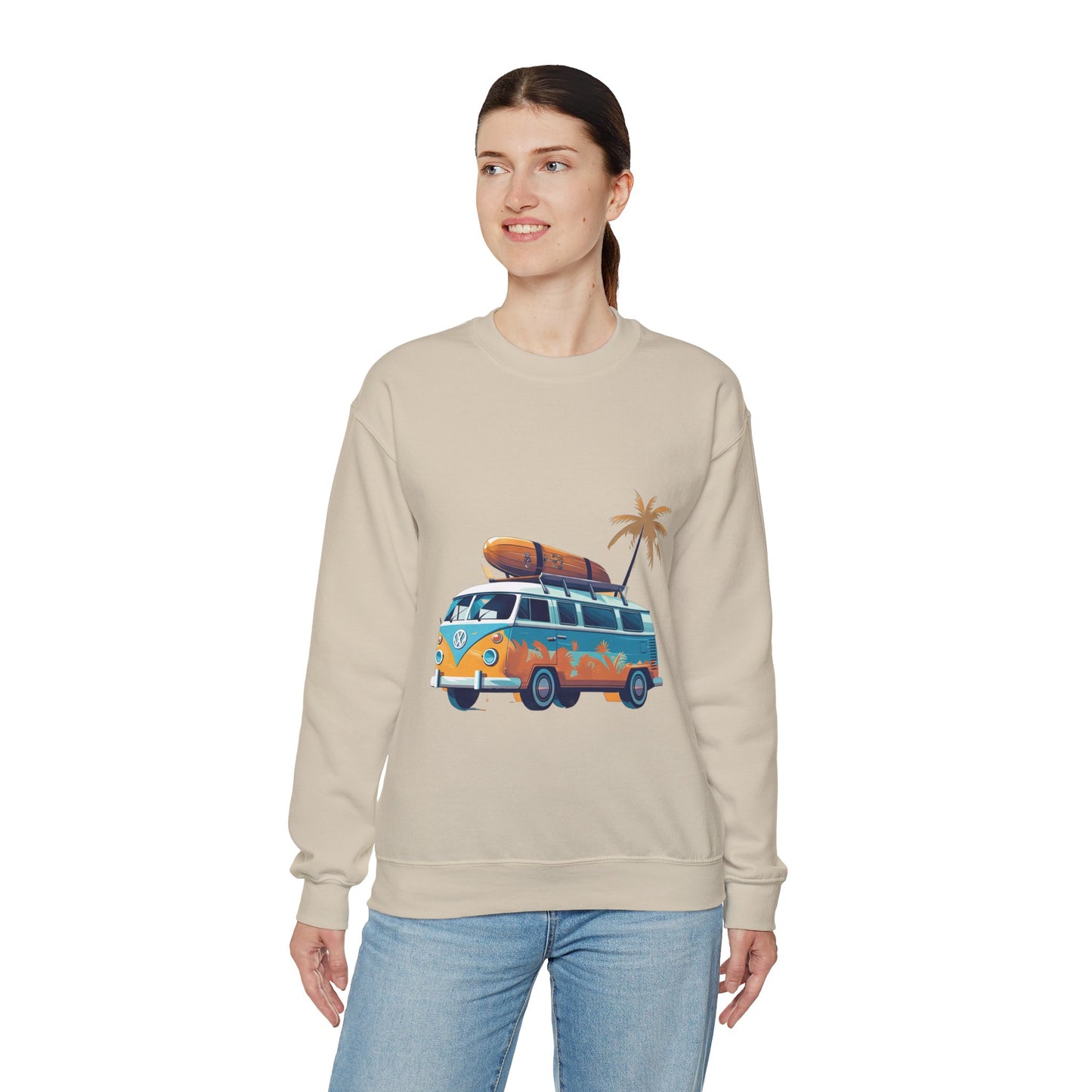 Retro Surf Van - Unisex Heavy Blend™ Crewneck Sweatshirt