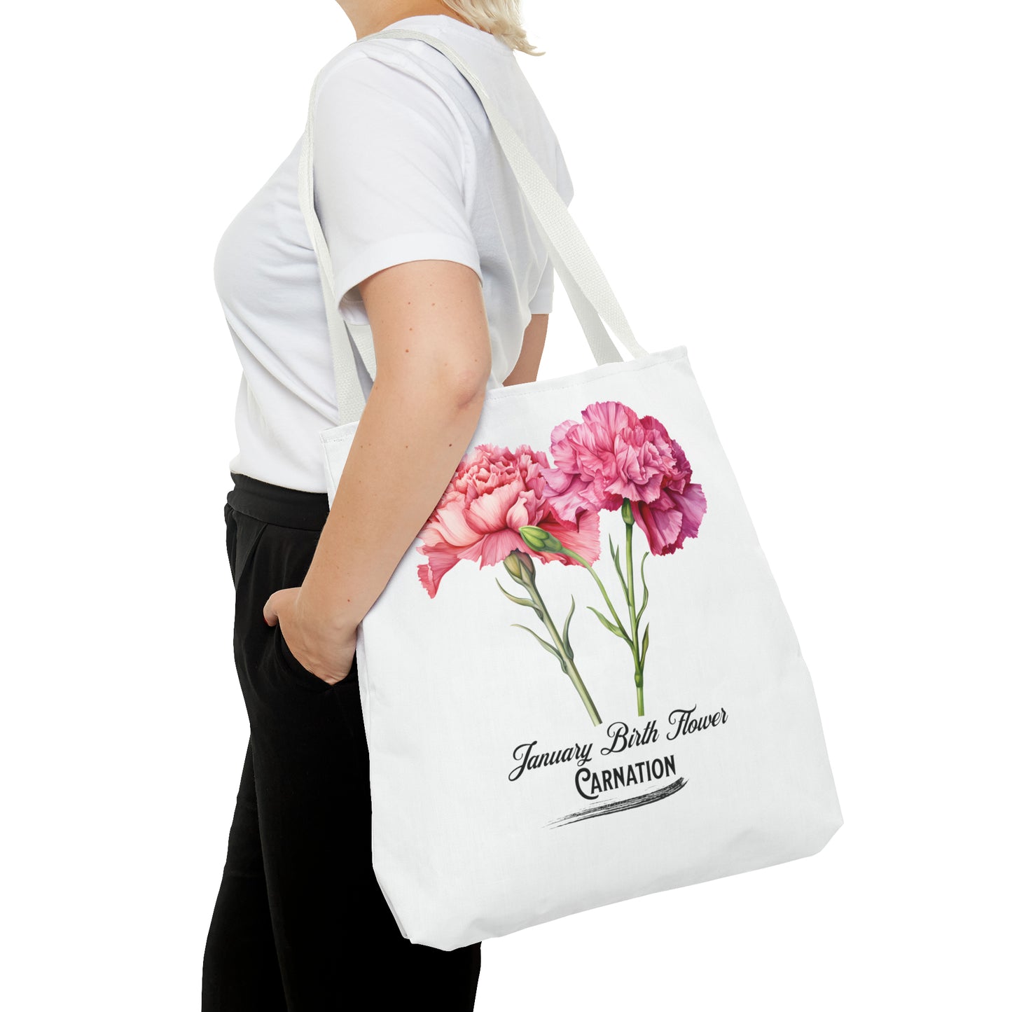 January Birth Flower: Carnation - Tote Bag (AOP)