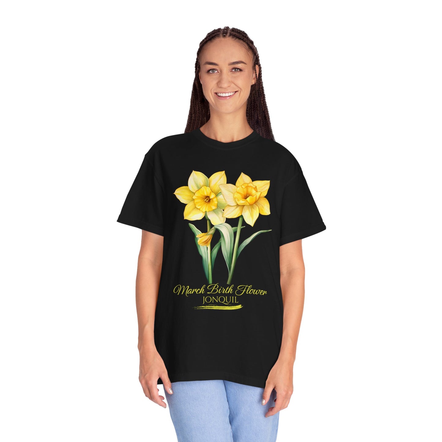 March Birth Flower "Jonquil" (For Print on Dark Fabric) - Unisex Garment-Dyed T-shirt