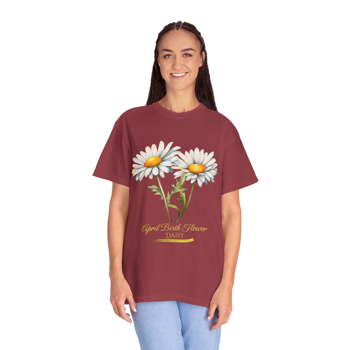 April Birth Flower "Daisy" (For Print on Dark Fabric) - Unisex Garment-Dyed T-shirt