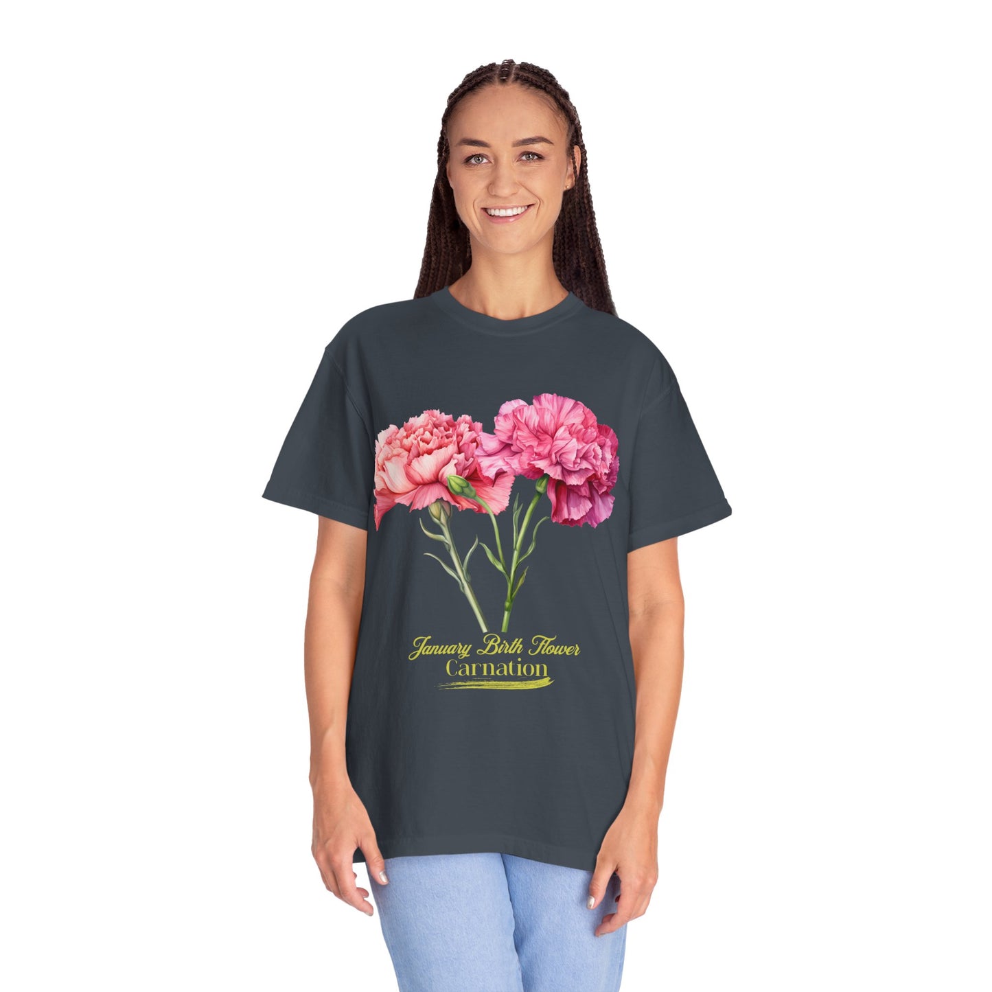 January Birth Flower "Daffodil" (For Print on Dark Fabric) - Unisex Garment-Dyed T-shirt