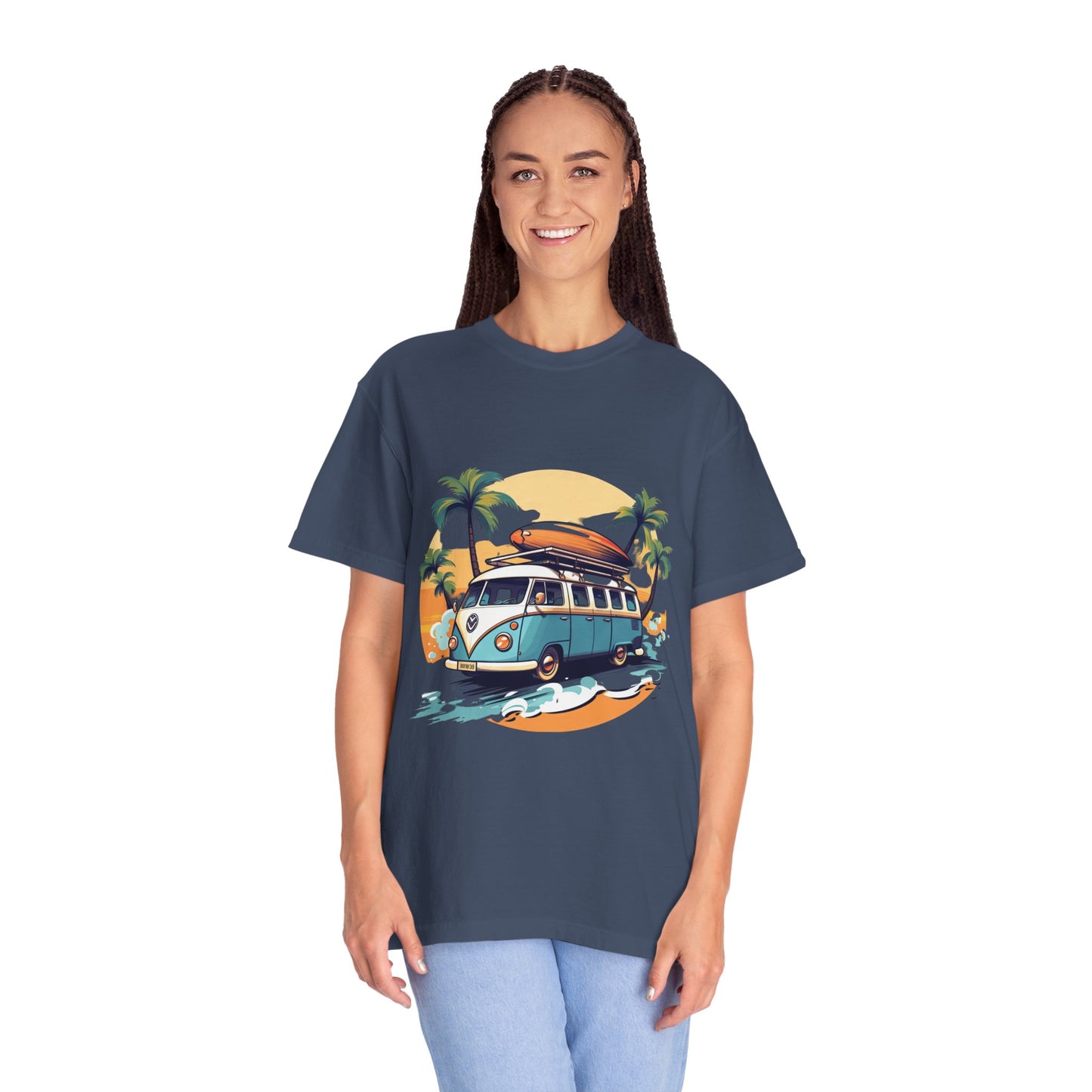 Retro Surf Van: Unisex Garment-Dyed T-shirt