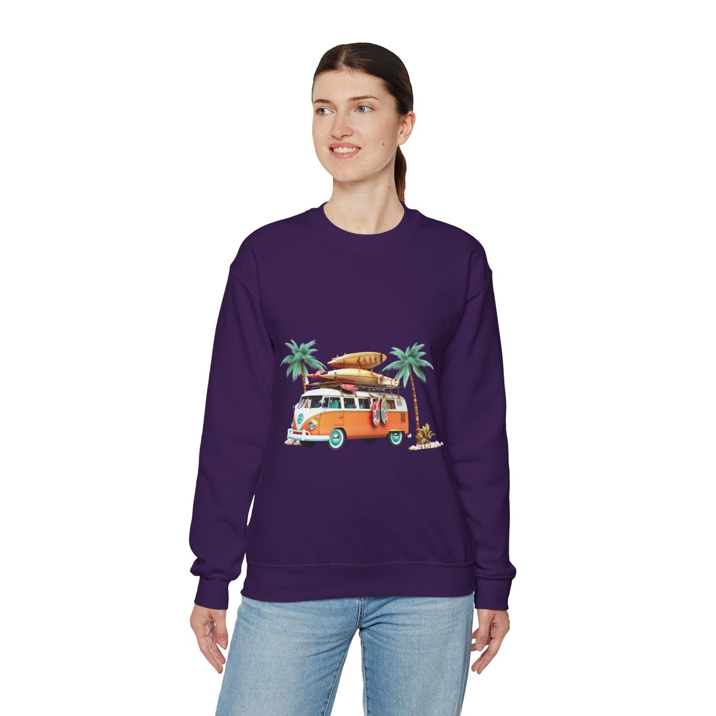 Retro Surf Van - Unisex Heavy Blend™ Crewneck Sweatshirt