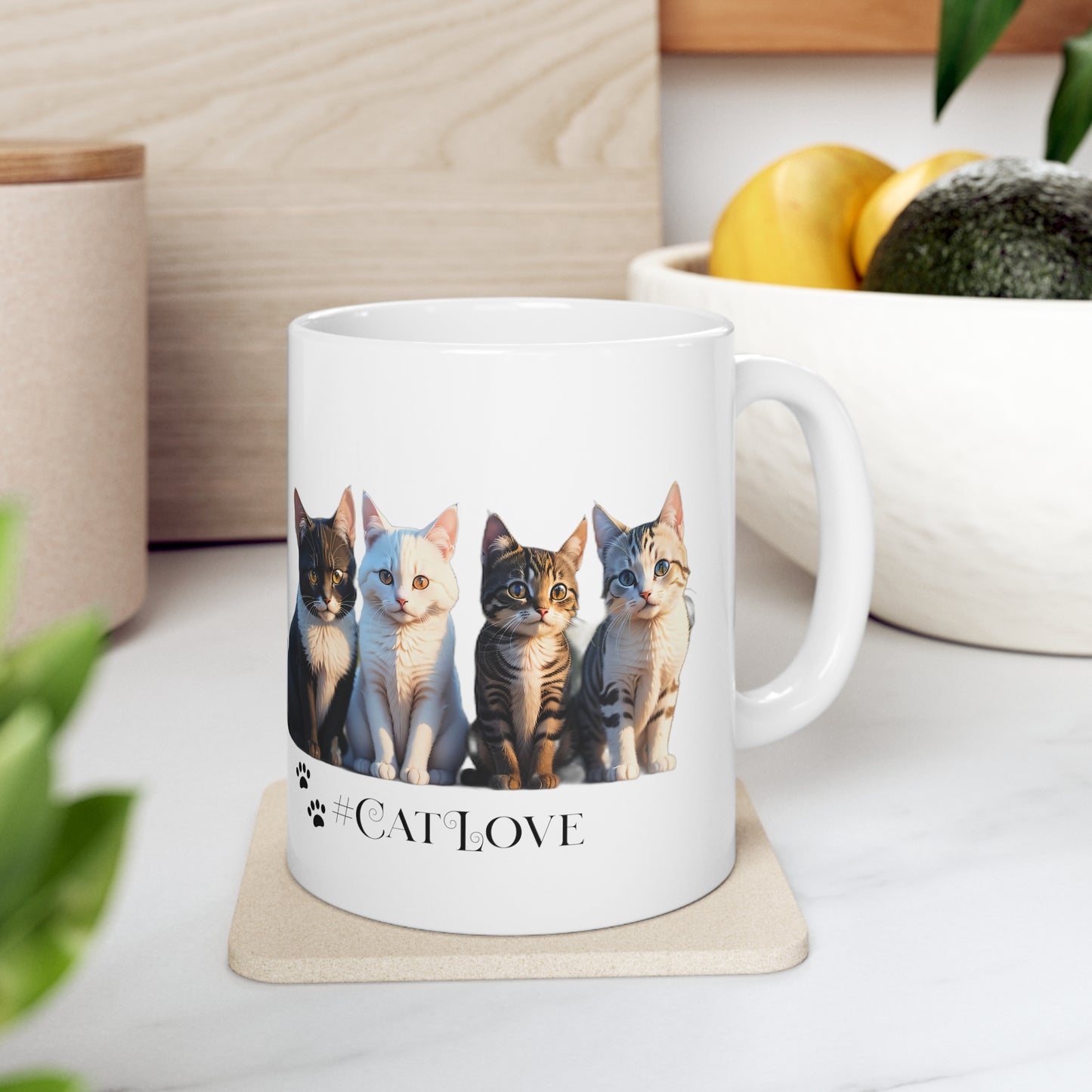 Ceramic Mug 11oz: #CatLove