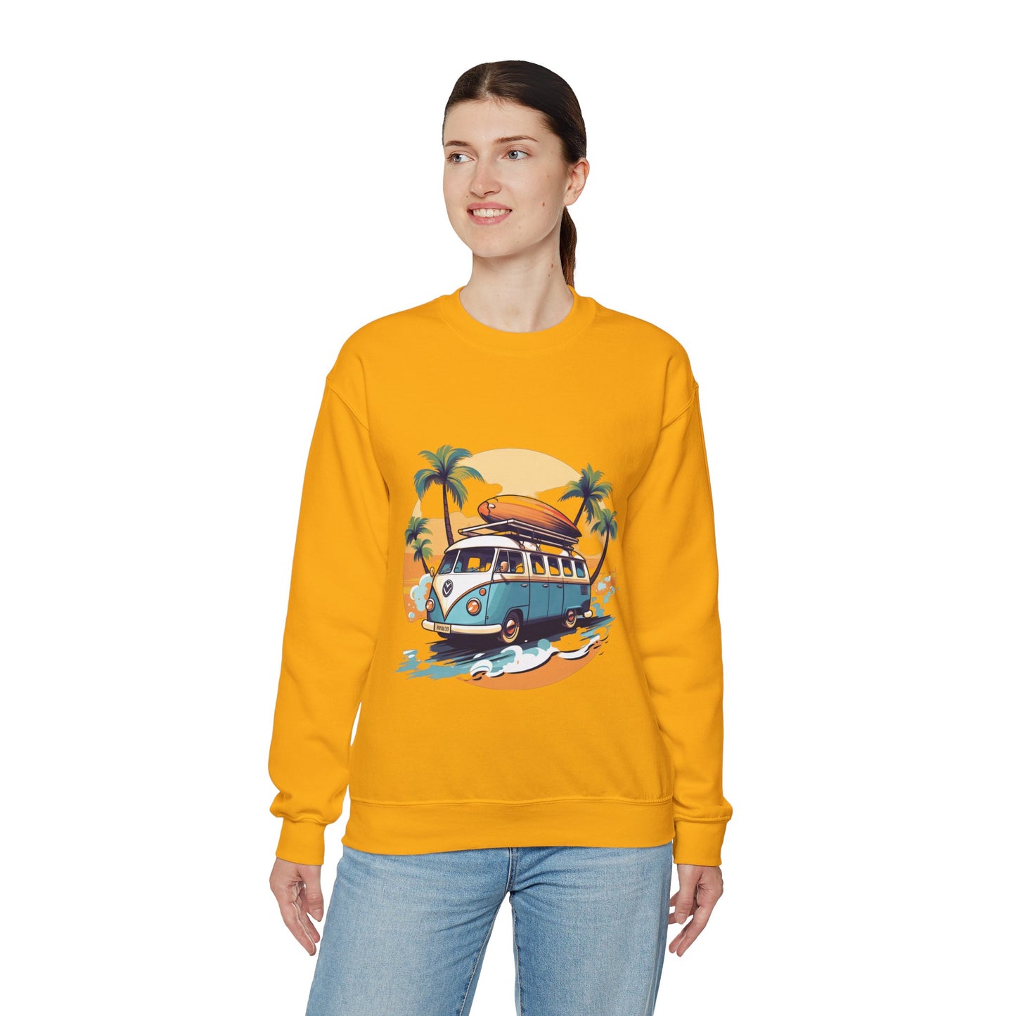 Retro Surf Van - Unisex Heavy Blend™ Crewneck Sweatshirt