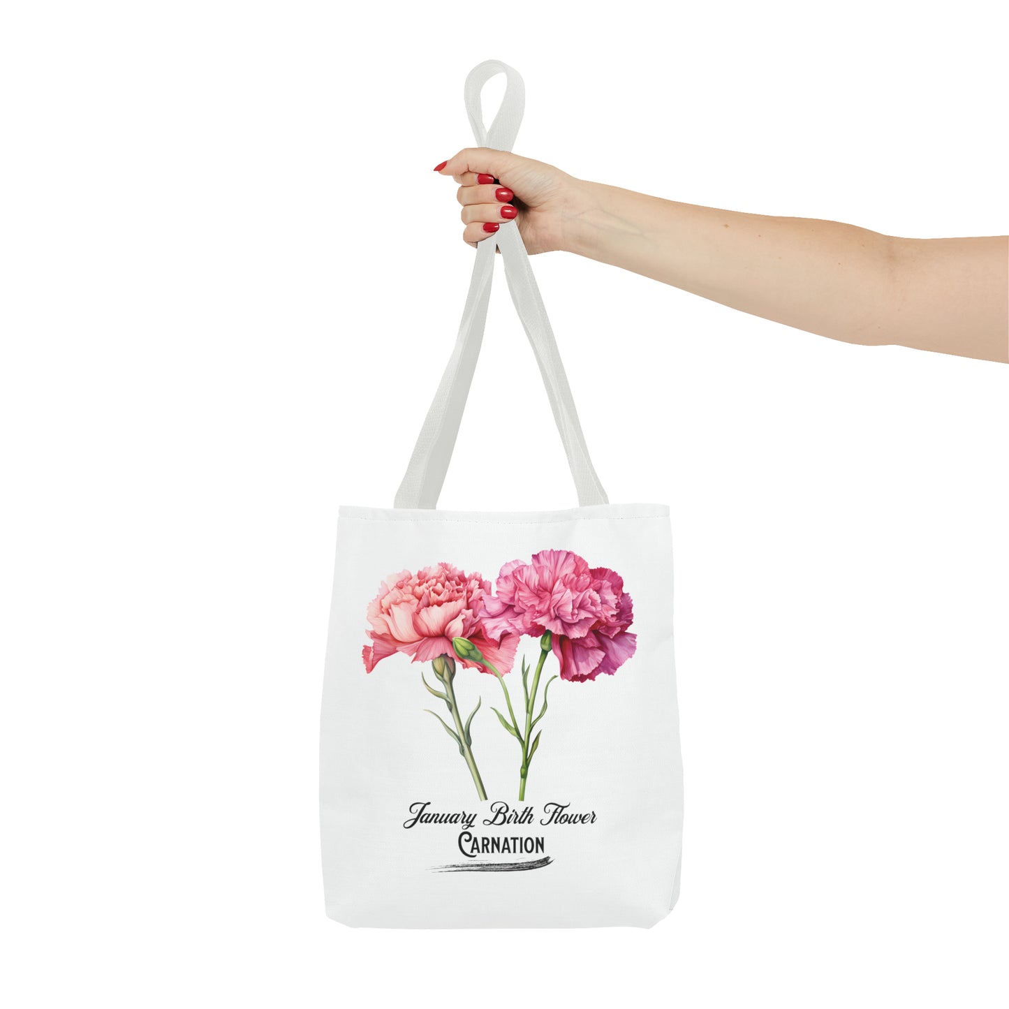 January Birth Flower: Carnation - Tote Bag (AOP)